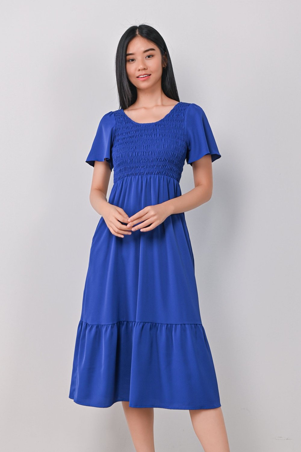 PEYTON SMOCKED DRESS IN COBALT BLUE PEYTON SMOCKED DRESS IN COBALT BLUE