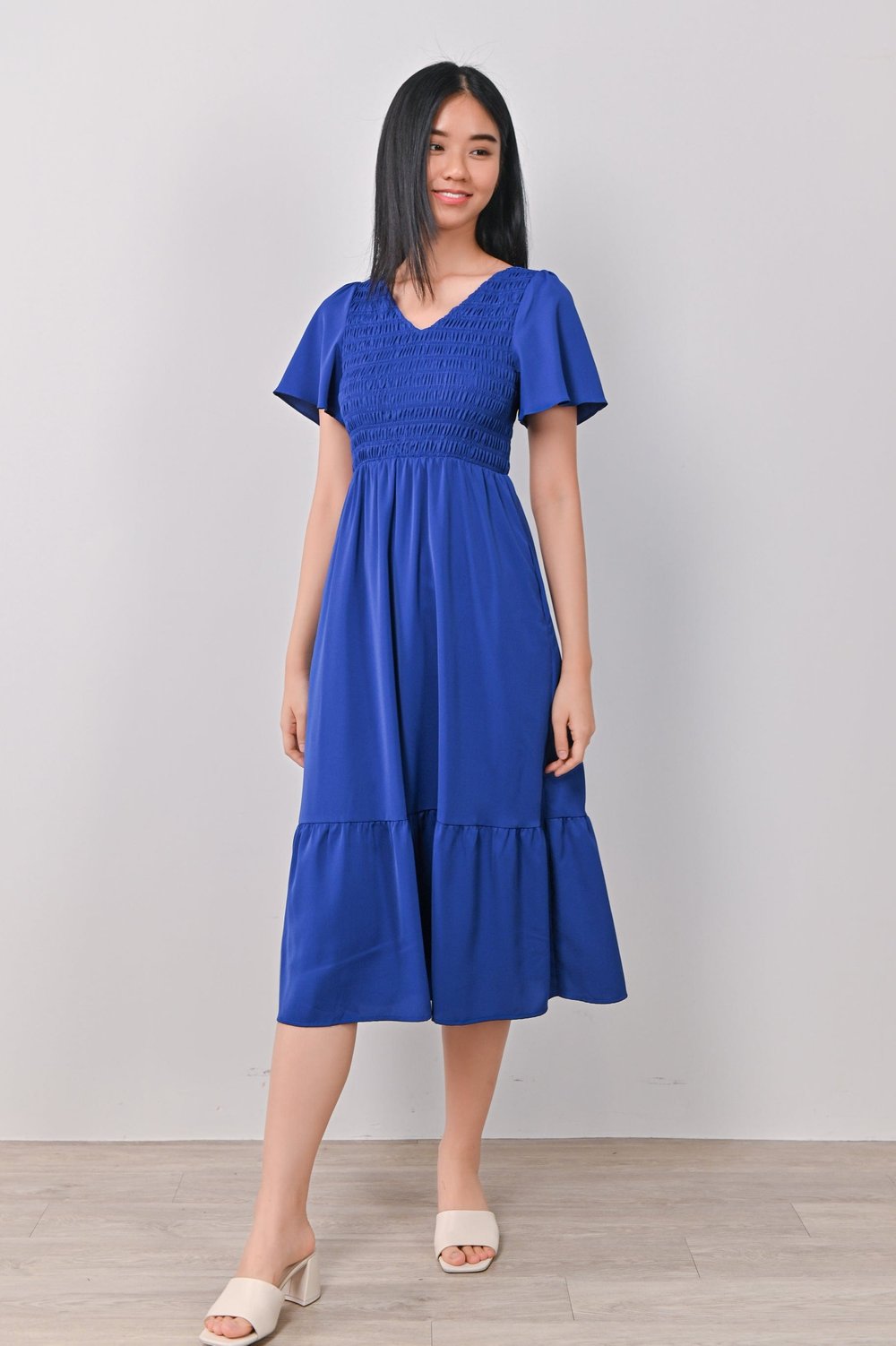 PEYTON SMOCKED DRESS IN COBALT BLUE PEYTON SMOCKED DRESS IN COBALT BLUE