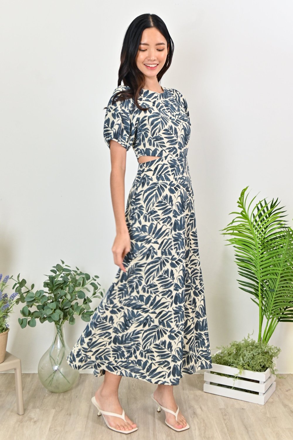 ROXIE CUT-OUT MAXI DRESS IN FOLIAGE
