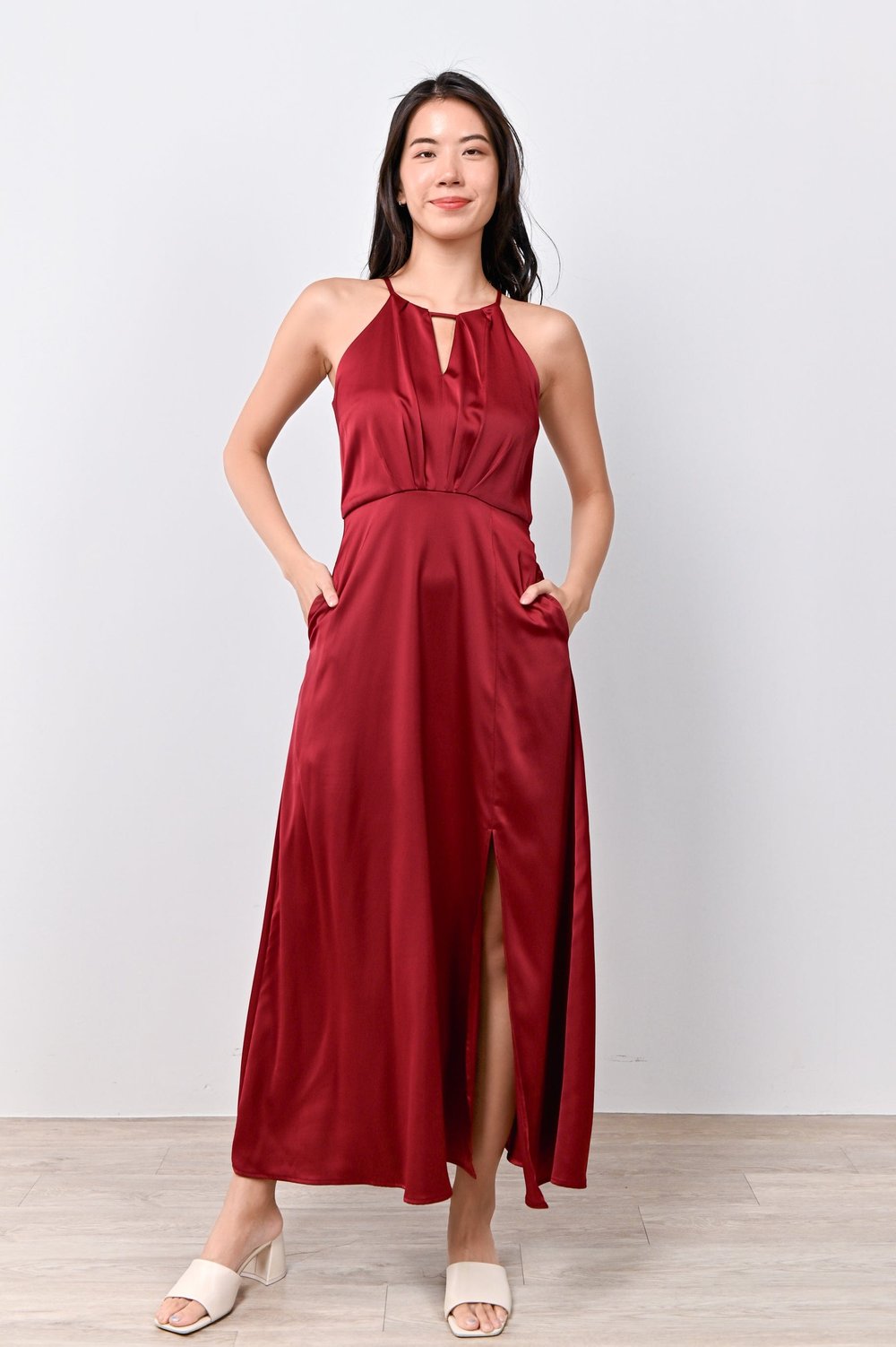 SEO-YEON KEYHOLE MAXI DRESS IN WINE