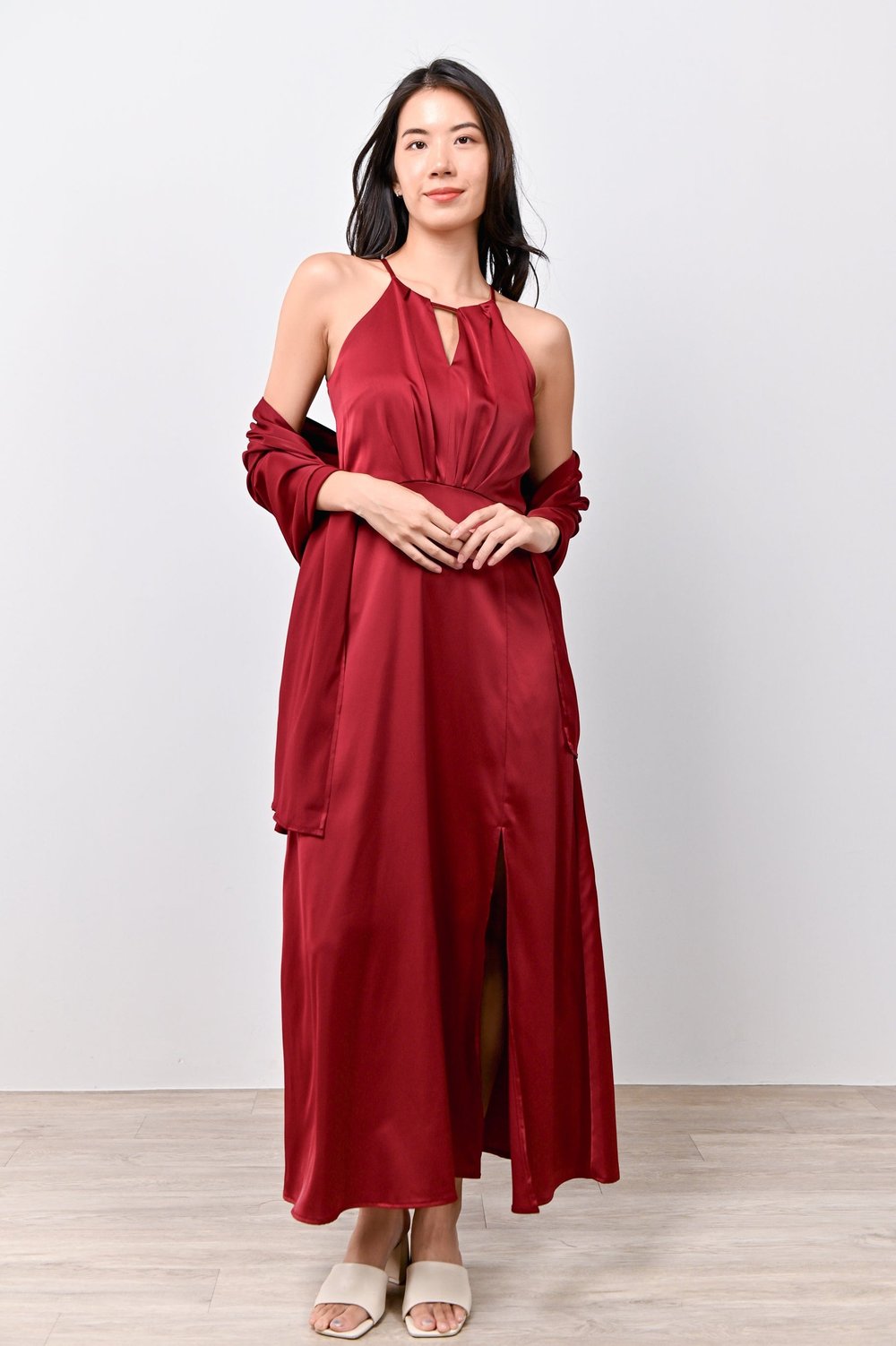 SEO-YEON KEYHOLE MAXI DRESS IN WINE