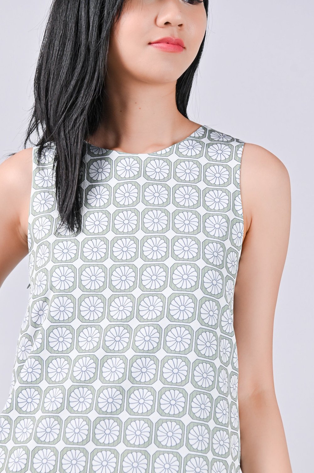 TUTU KUEH SLEEVELESS DROPWAIST MIDI DRESS