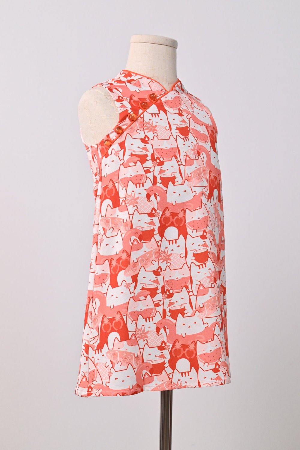 ORANGE WATERMELON CAT KIDS' CHEONGSAM