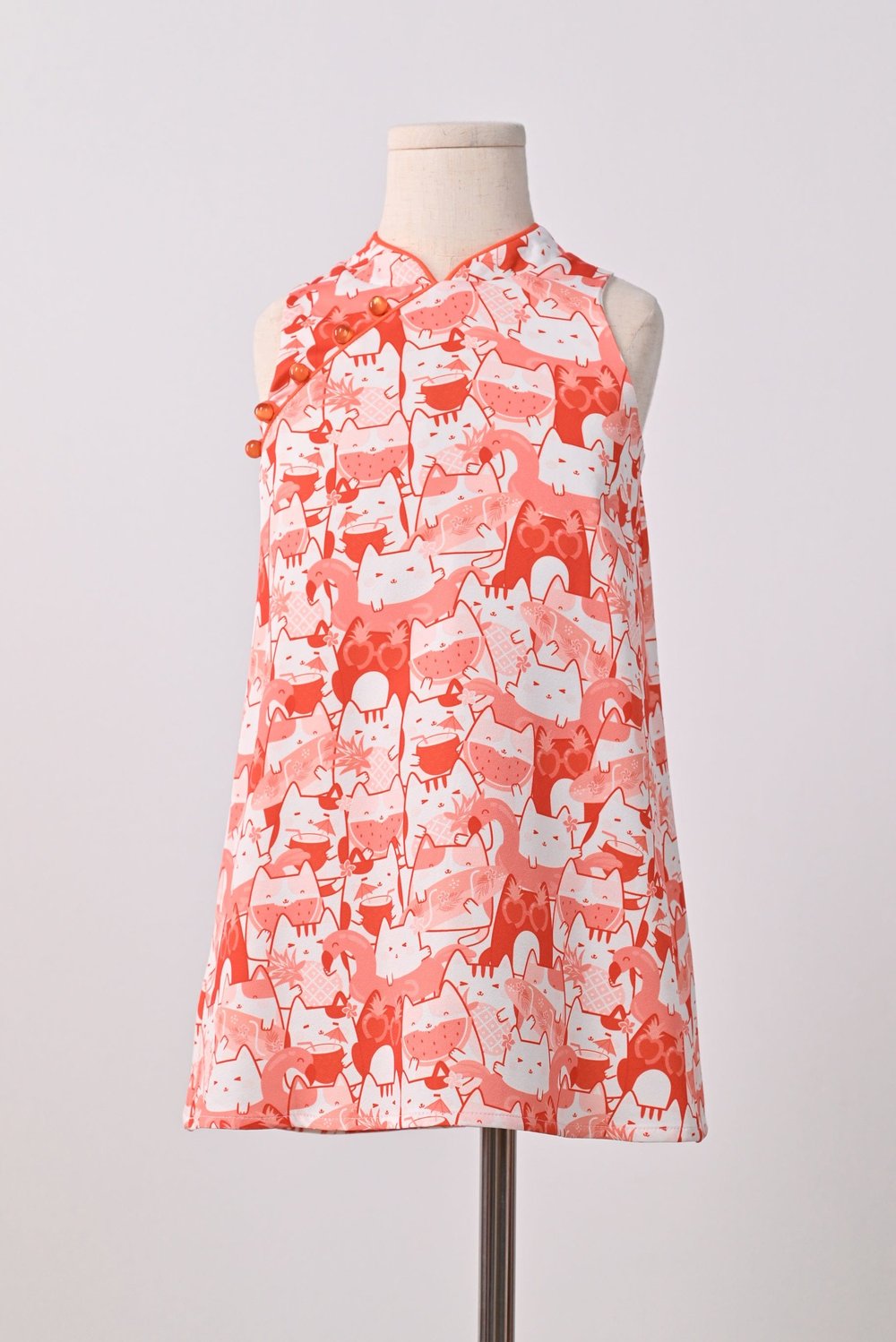 ORANGE WATERMELON CAT KIDS' CHEONGSAM