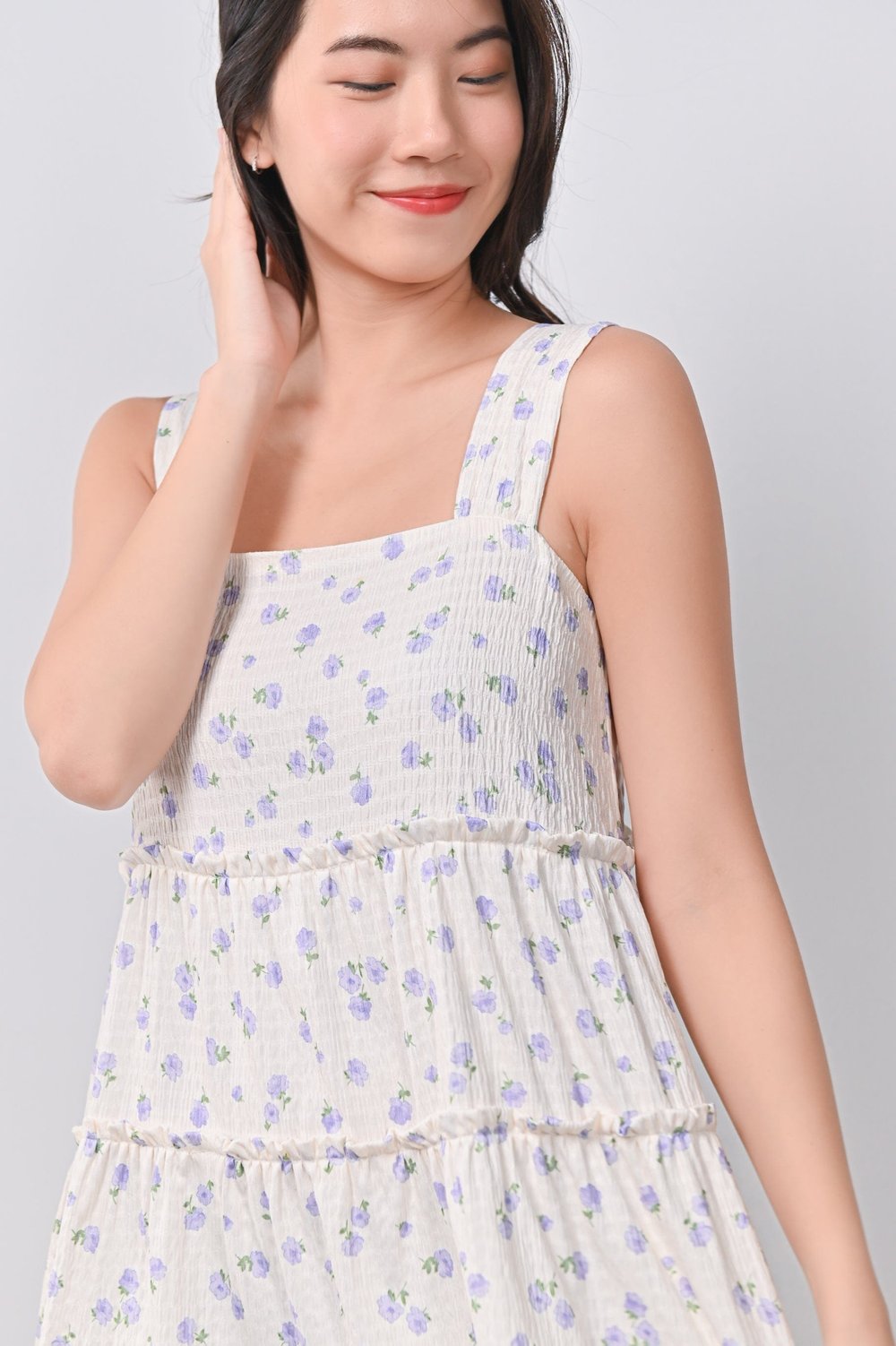 YUNHEE FLORAL BABYDOLL DRESS IN LILAC YUNHEE FLORAL BABYDOLL DRESS IN LILAC
