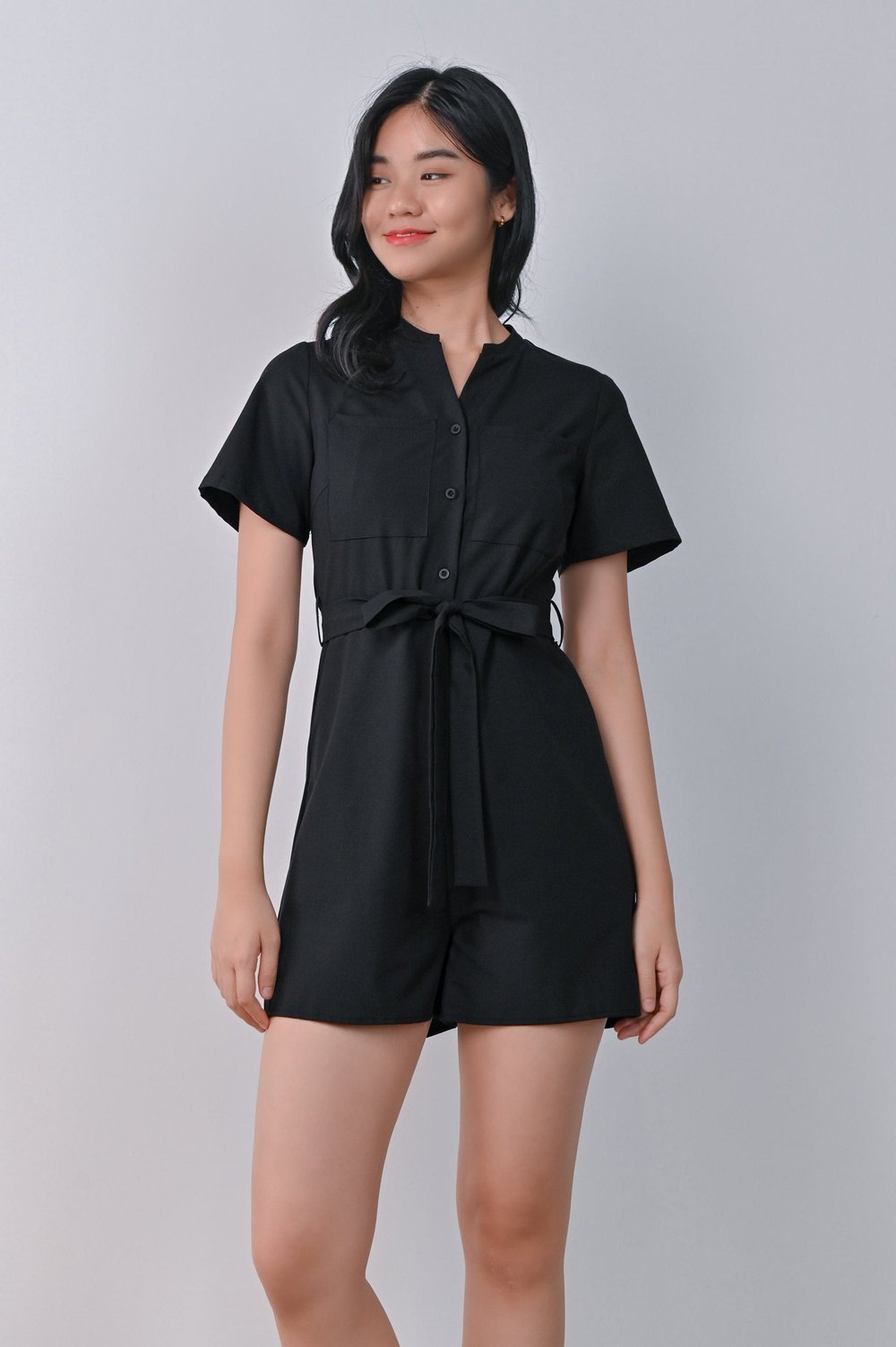 ALAYAH UTILITY ROMPER IN BLACK