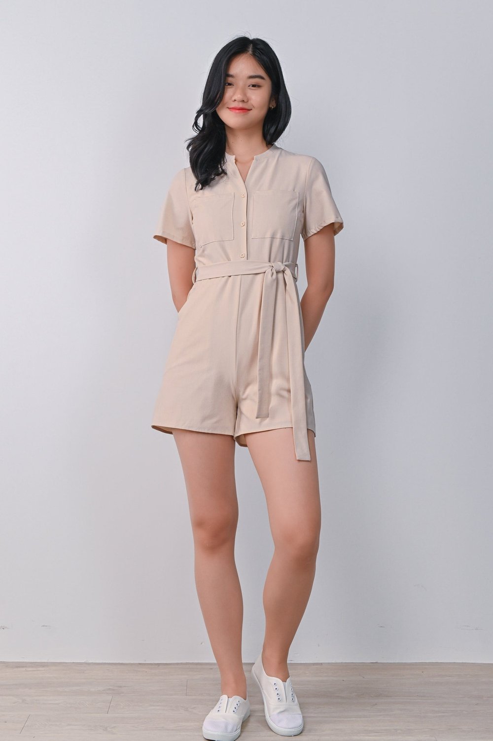 ALAYAH UTILITY ROMPER IN SAND