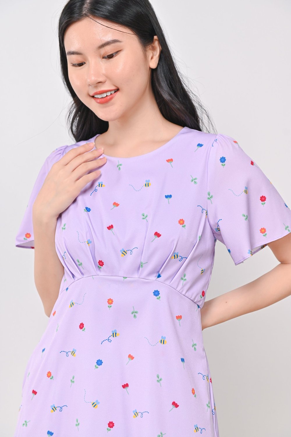 BUSY BEES LILAC DRESS-ROMPER BUSY BEES LILAC DRESS-ROMPER