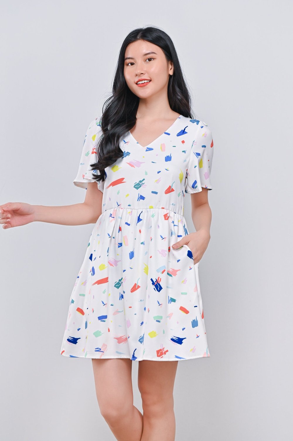 COLOUR JIGGLES OFF-WHITE DRESS-ROMPER
