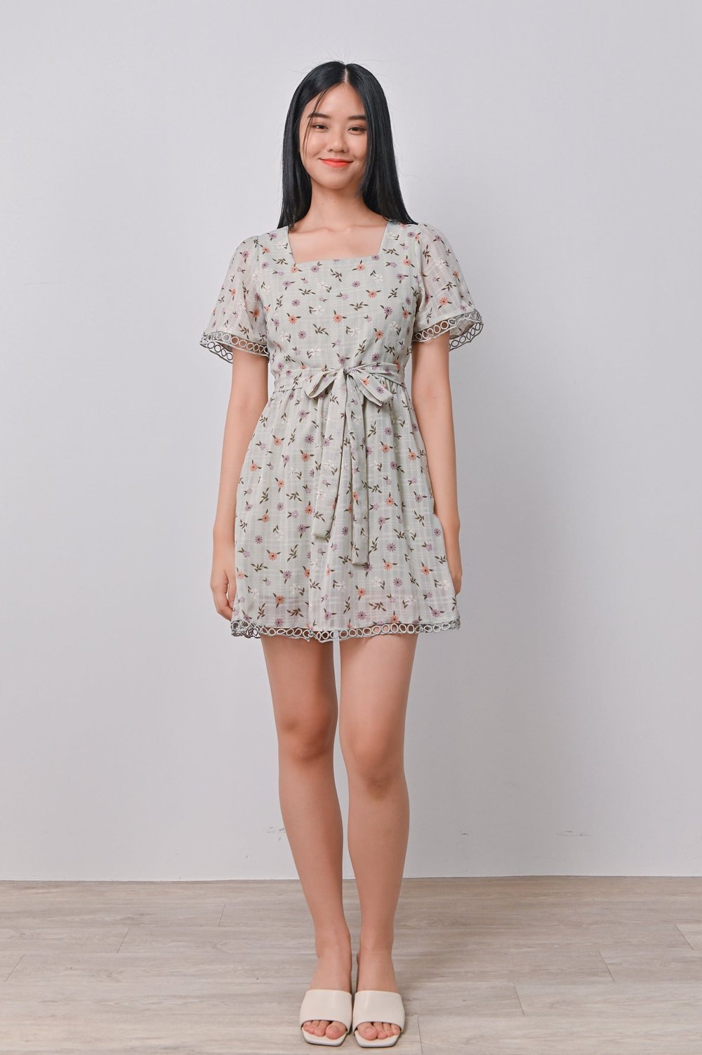 DANNA LATTICE DRESS-ROMPER IN GREEN DANNA LATTICE DRESS-ROMPER IN GREEN