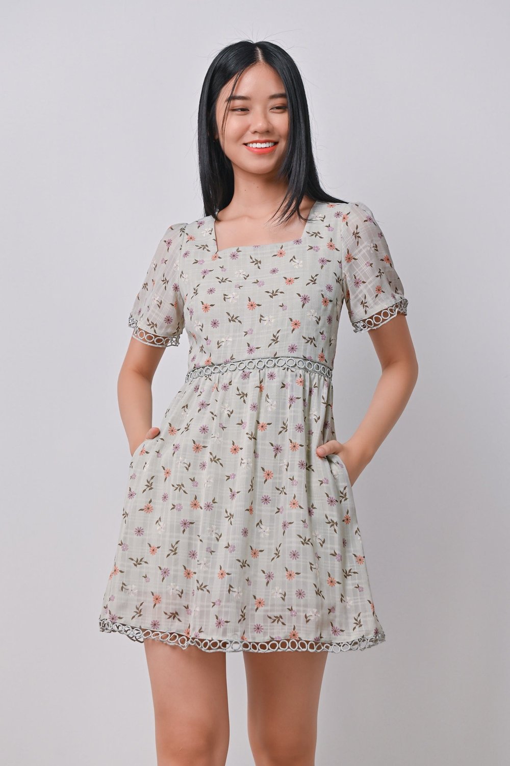 DANNA LATTICE DRESS-ROMPER IN GREEN DANNA LATTICE DRESS-ROMPER IN GREEN