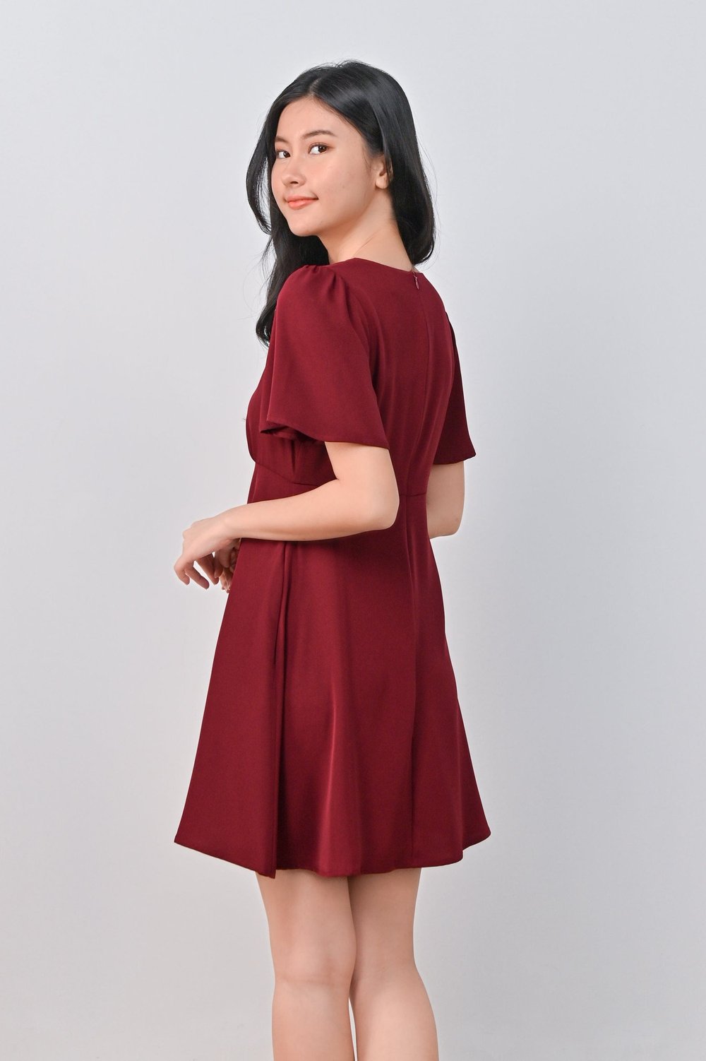 DONELLA V-NECK DRESS-ROMPER IN RED DONELLA V-NECK DRESS-ROMPER IN RED