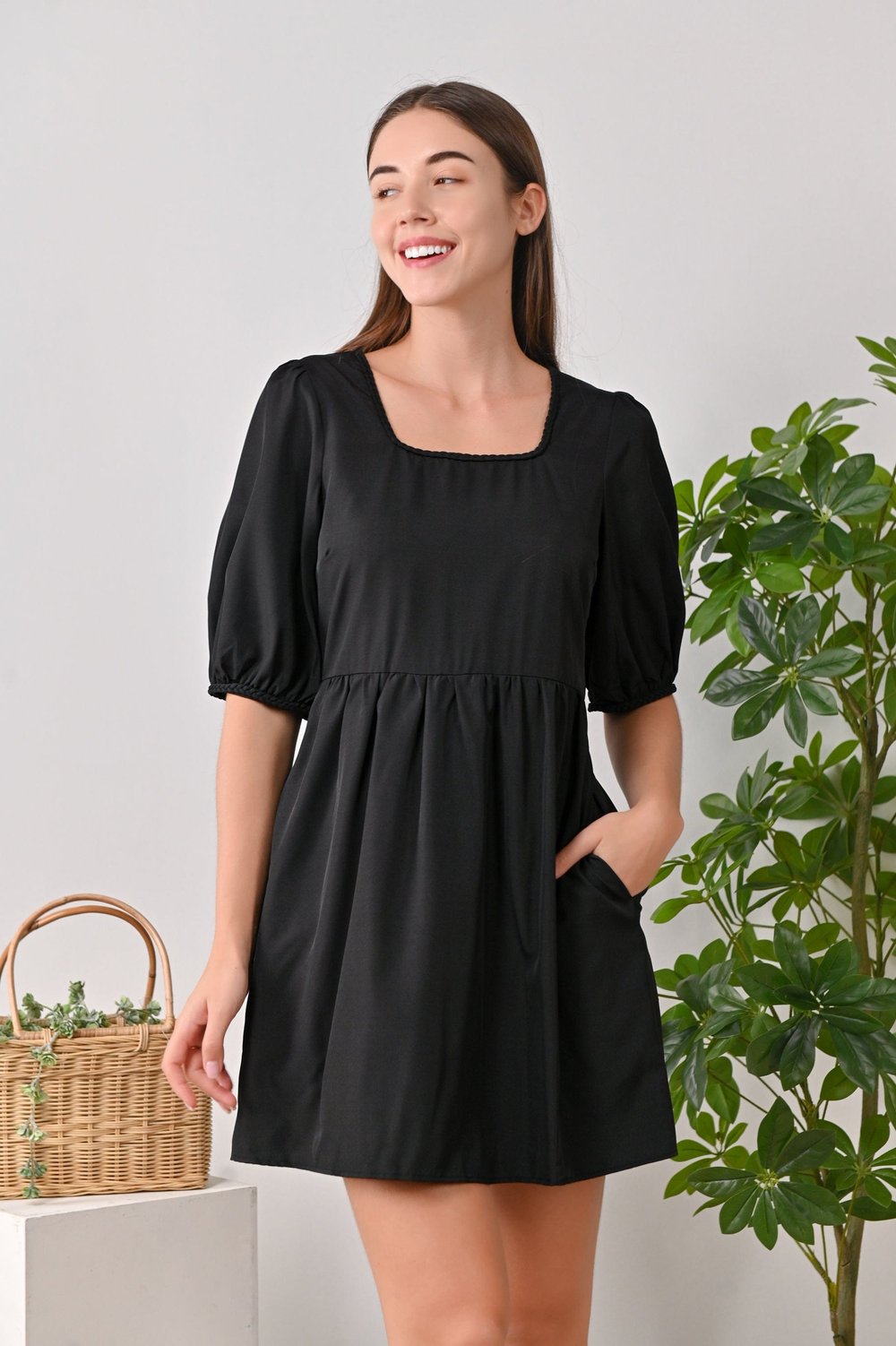 FERNA BRAIDED DRESS-ROMPER IN BLACK