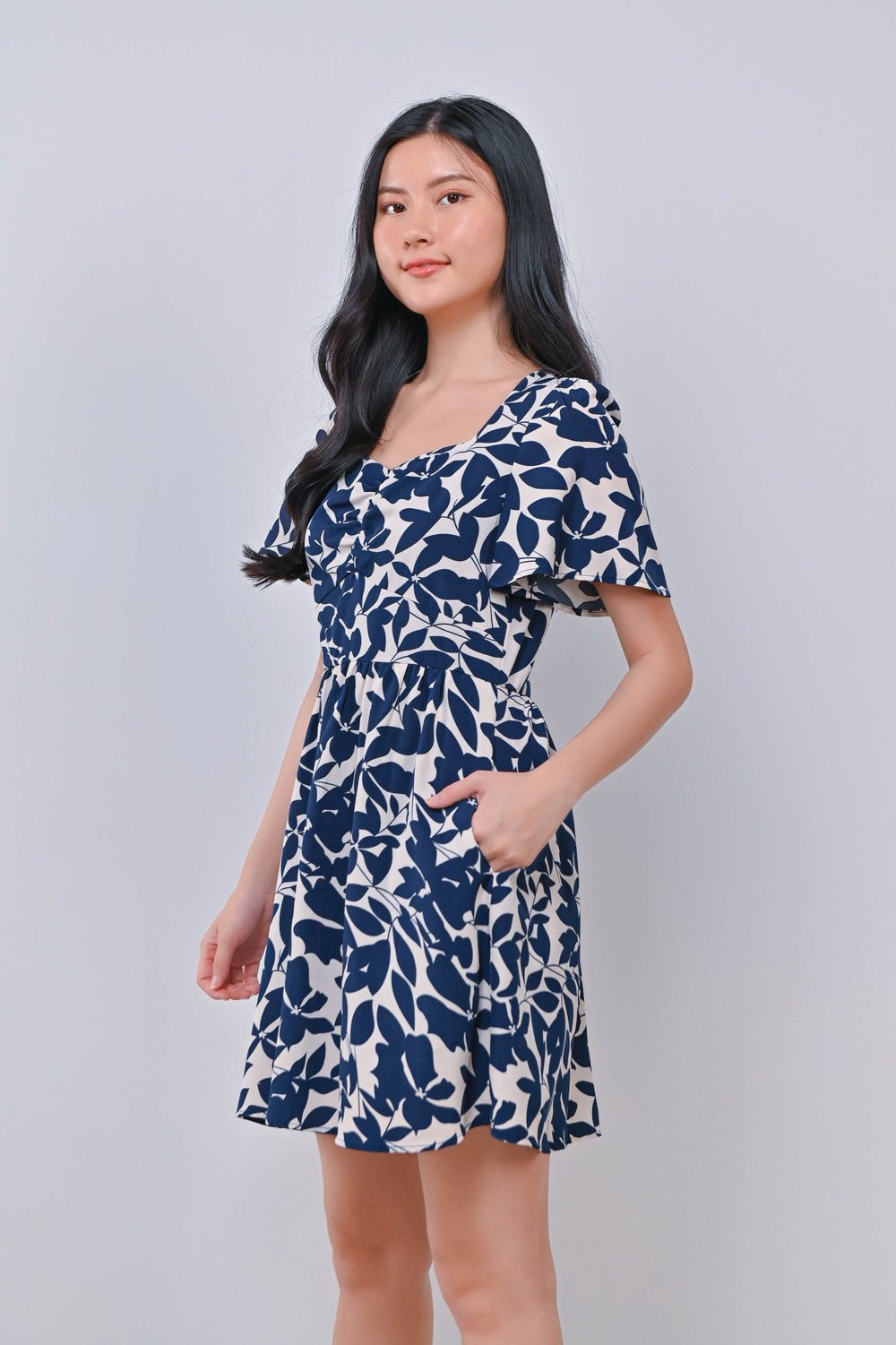 GAIL BLUE ABSTRACT DRESS-ROMPER GAIL BLUE ABSTRACT DRESS-ROMPER