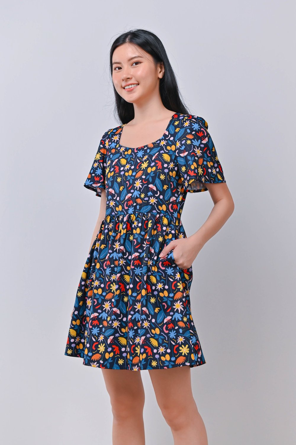 GEOMETRIC BOUQUET SWEETHEART DRESS-ROMPER GEOMETRIC BOUQUET SWEETHEART DRESS-ROMPER