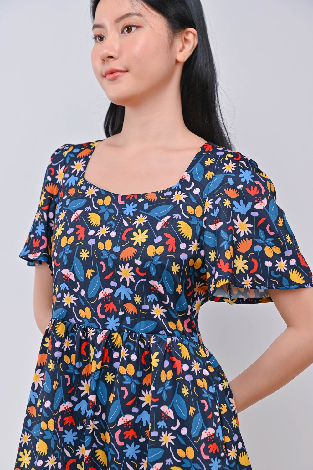 GEOMETRIC BOUQUET SWEETHEART DRESS-ROMPER GEOMETRIC BOUQUET SWEETHEART DRESS-ROMPER