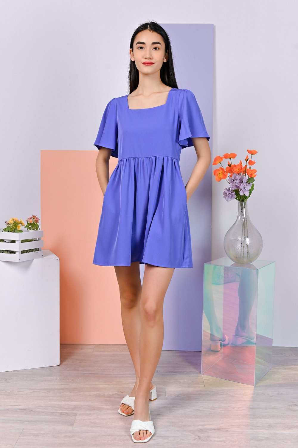 GWYNETH DRESS-ROMPER IN PERIWINKLE