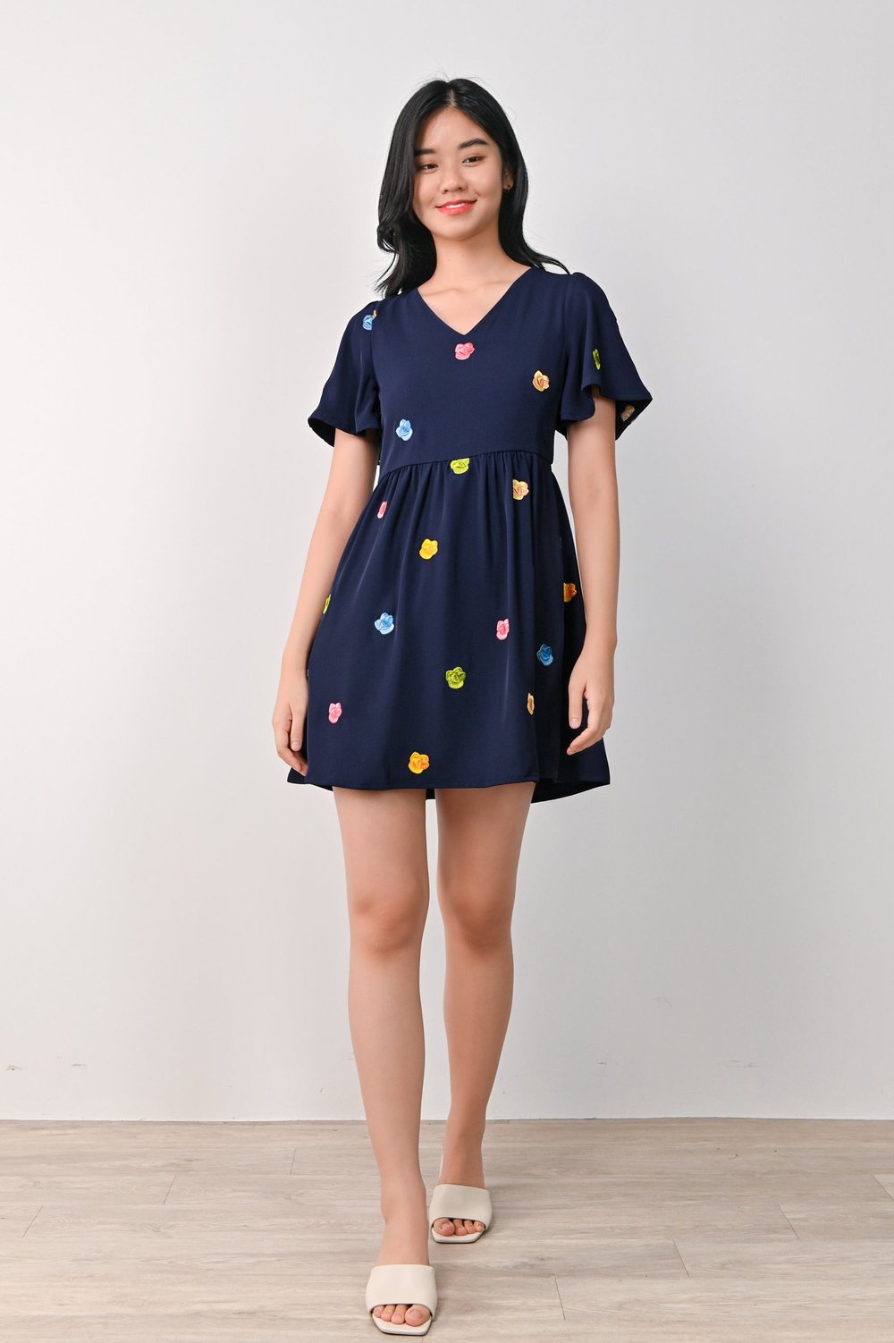 HUAT KUEH EMB. DRESS-ROMPER IN NAVY