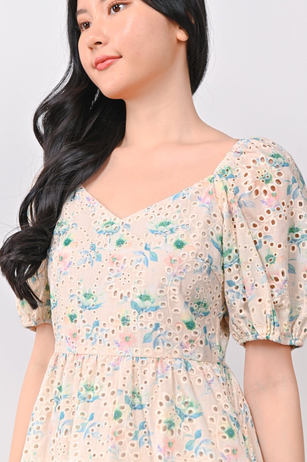 JESSE EYELET DRESS-ROMPER IN BLUE FLORAL JESSE EYELET DRESS-ROMPER IN BLUE FLORAL