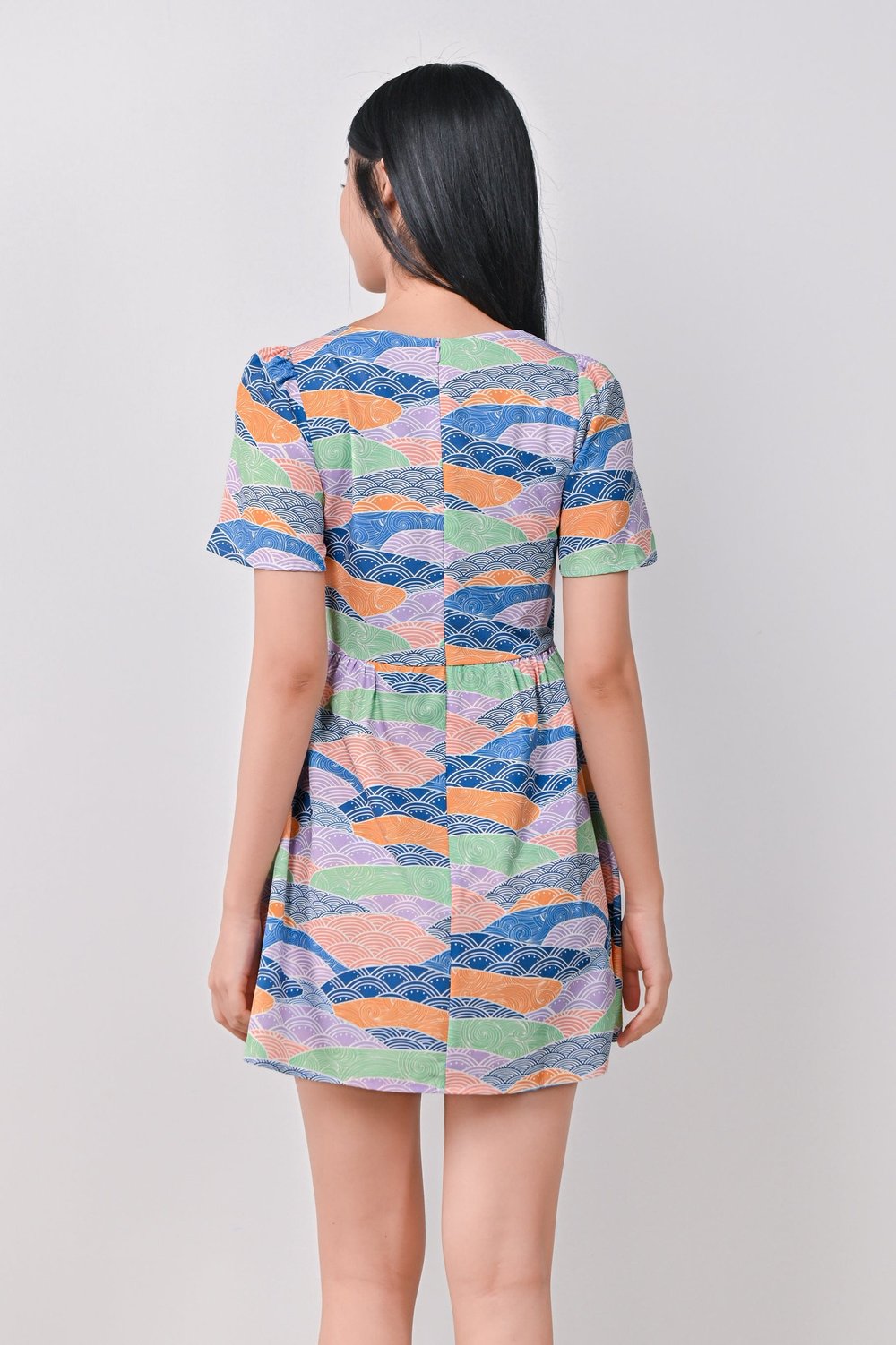 TANGY WAVE COLLAGE DRESS-ROMPER TANGY WAVE COLLAGE DRESS-ROMPER