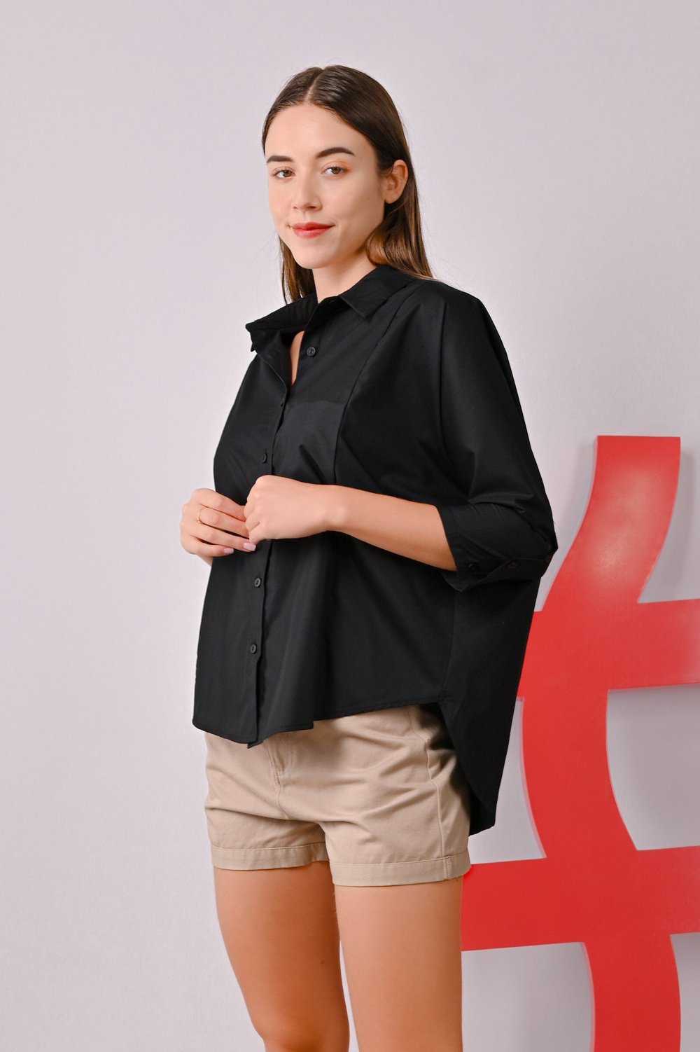 APRIL COTTON SHIRT IN BLACK