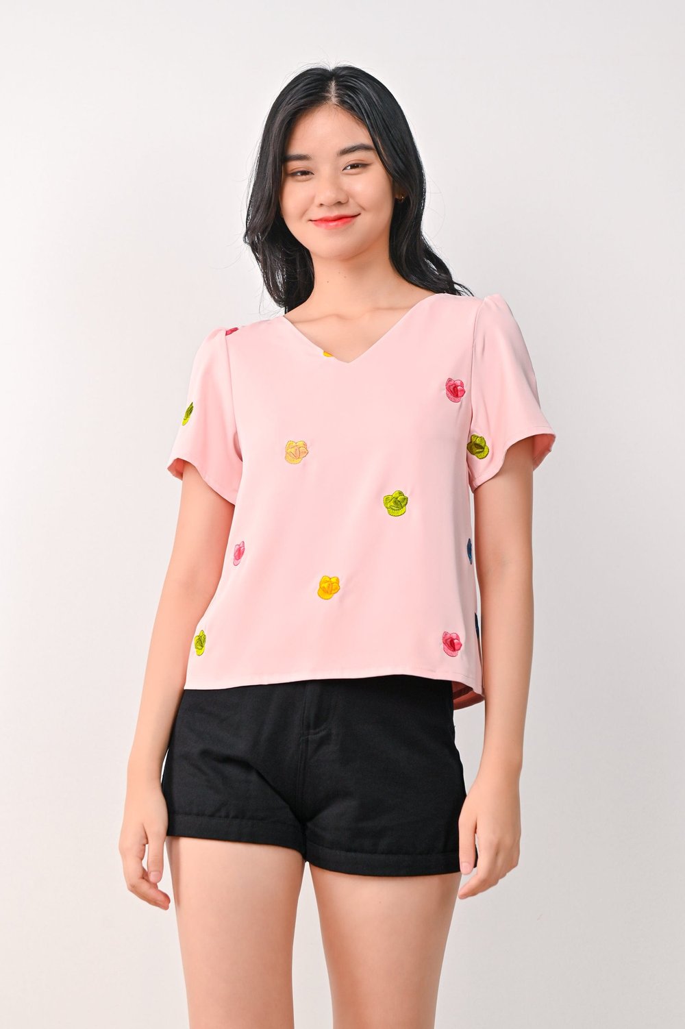 HUAT KUEH EMB. SLEEVED TOP IN PINK HUAT KUEH EMB. SLEEVED TOP IN PINK