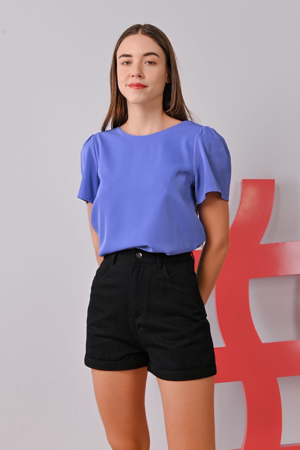 IDONA SLEEVED TOP IN PERIWINKLE