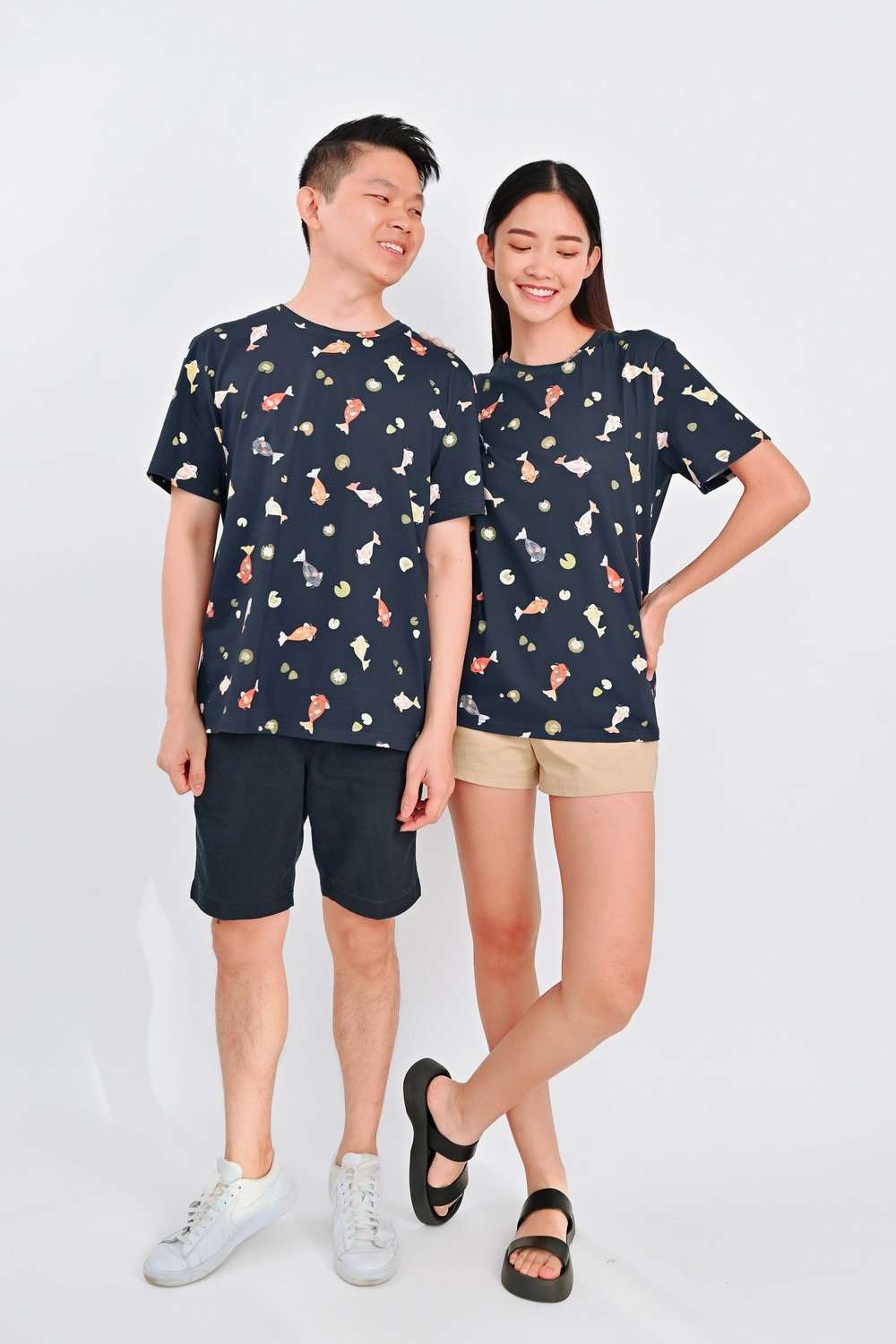 LUCKY KOI UNISEX TEE IN NAVY