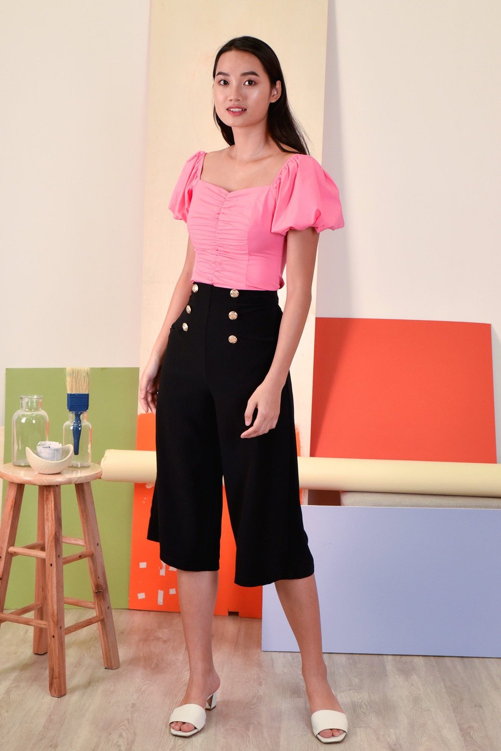 NATASHA PUFF SLEEVE TOP IN PINK