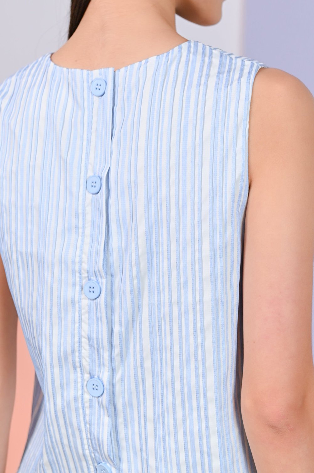 PREITA STRIPE BUTTON TOP IN BLUE