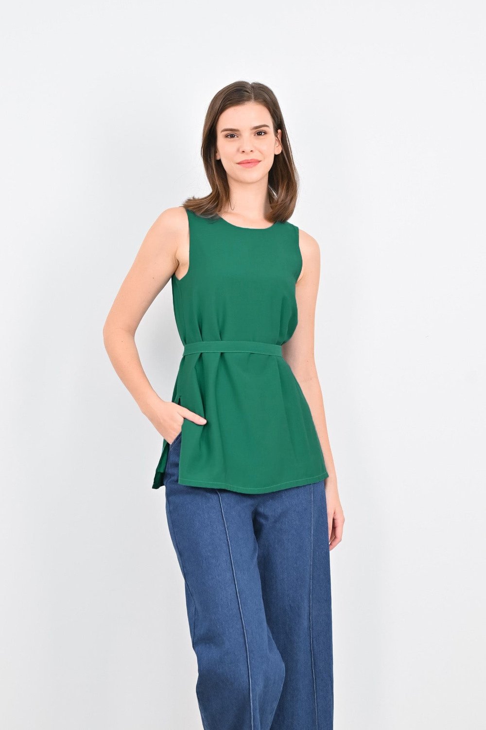 SHERRI SLIT TUNIC IN GREEN