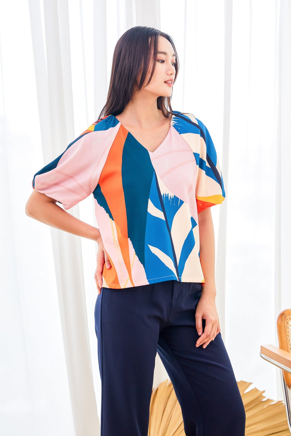 TAS X AWE PUFF-SLEEVED TOP IN SYNGONIUM