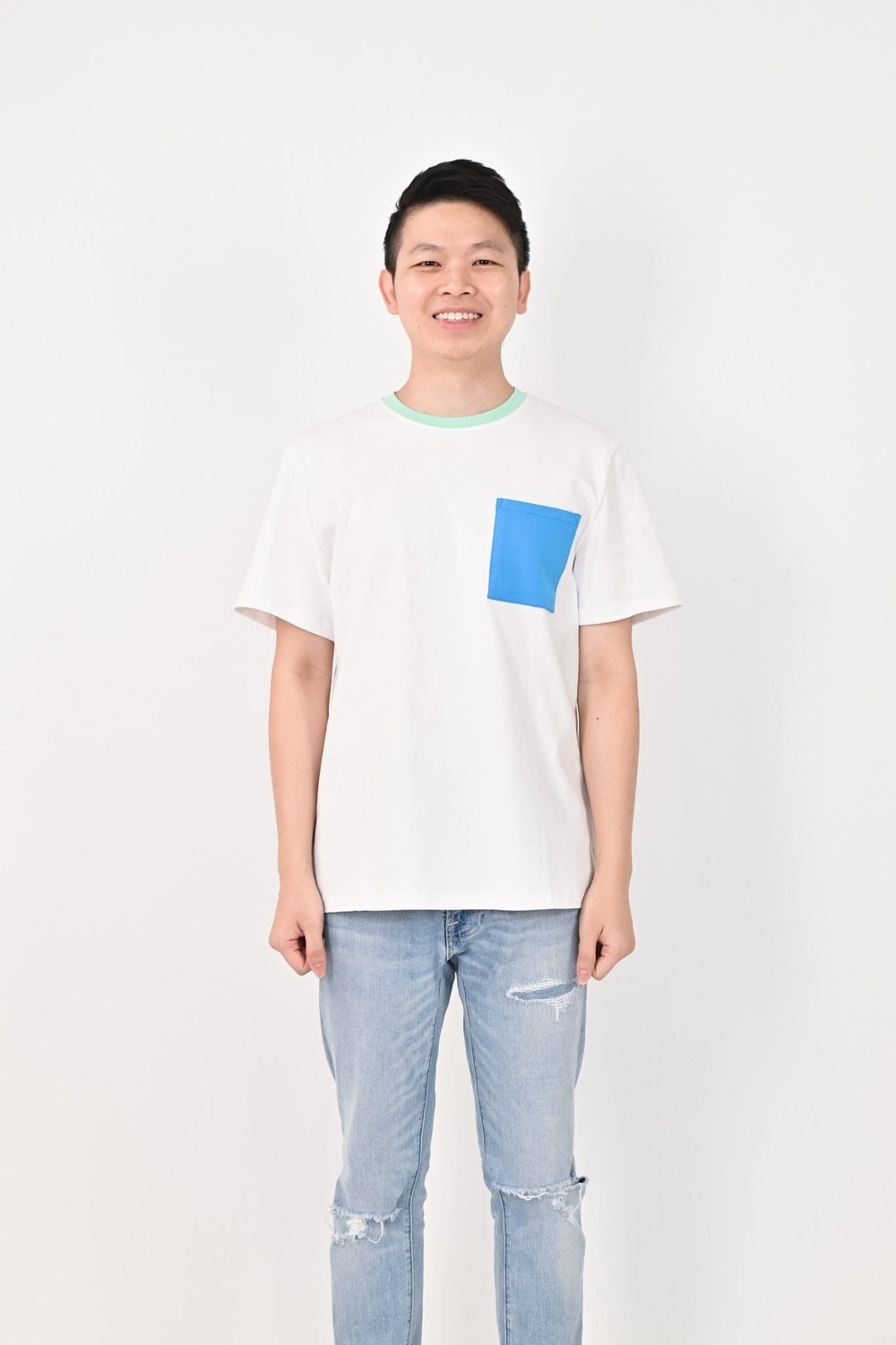 TREVOR COLOURBLOCK TEE IN WHITE