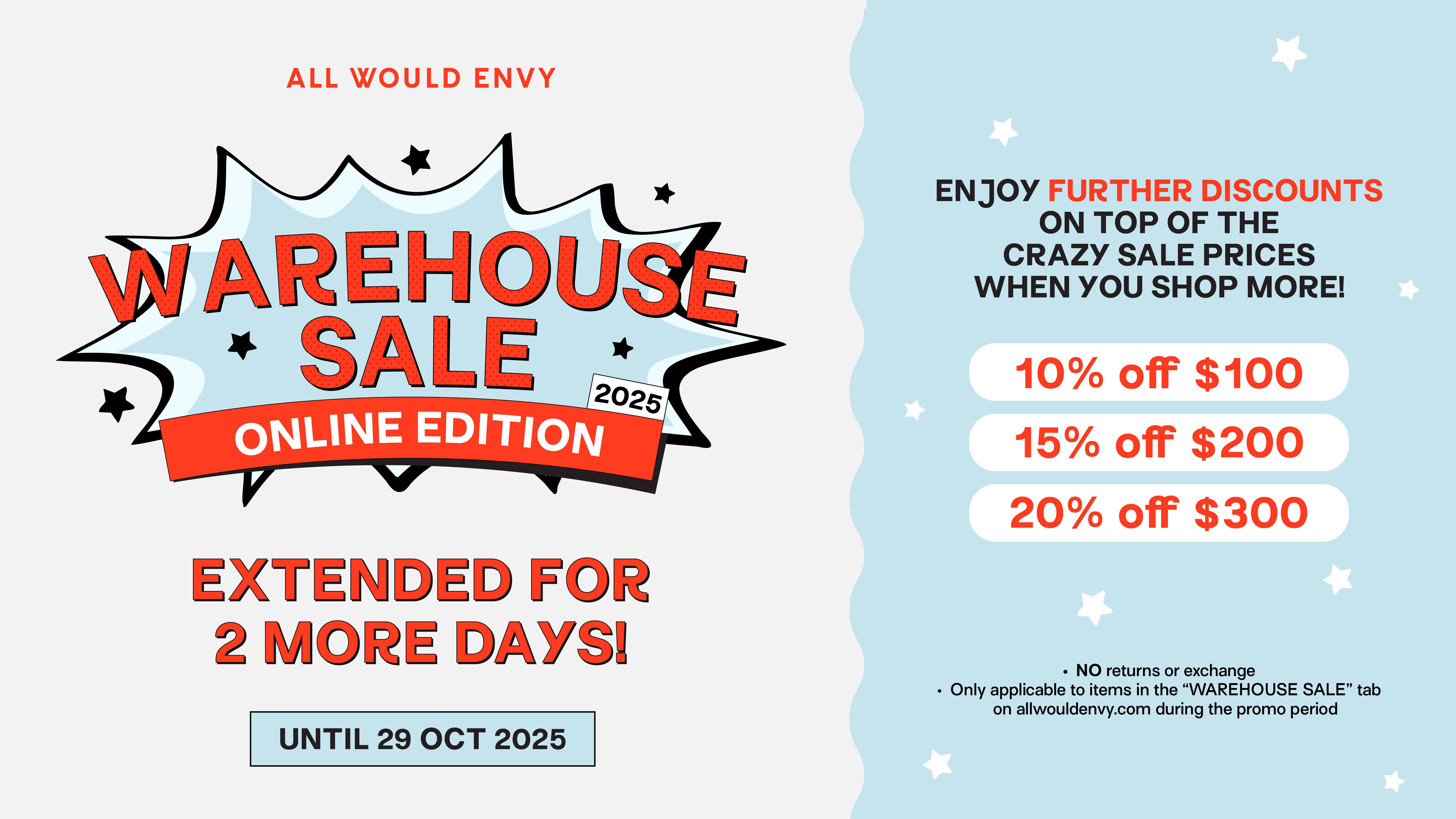 ONLINE WAREHOUSE SALE EXTENDED