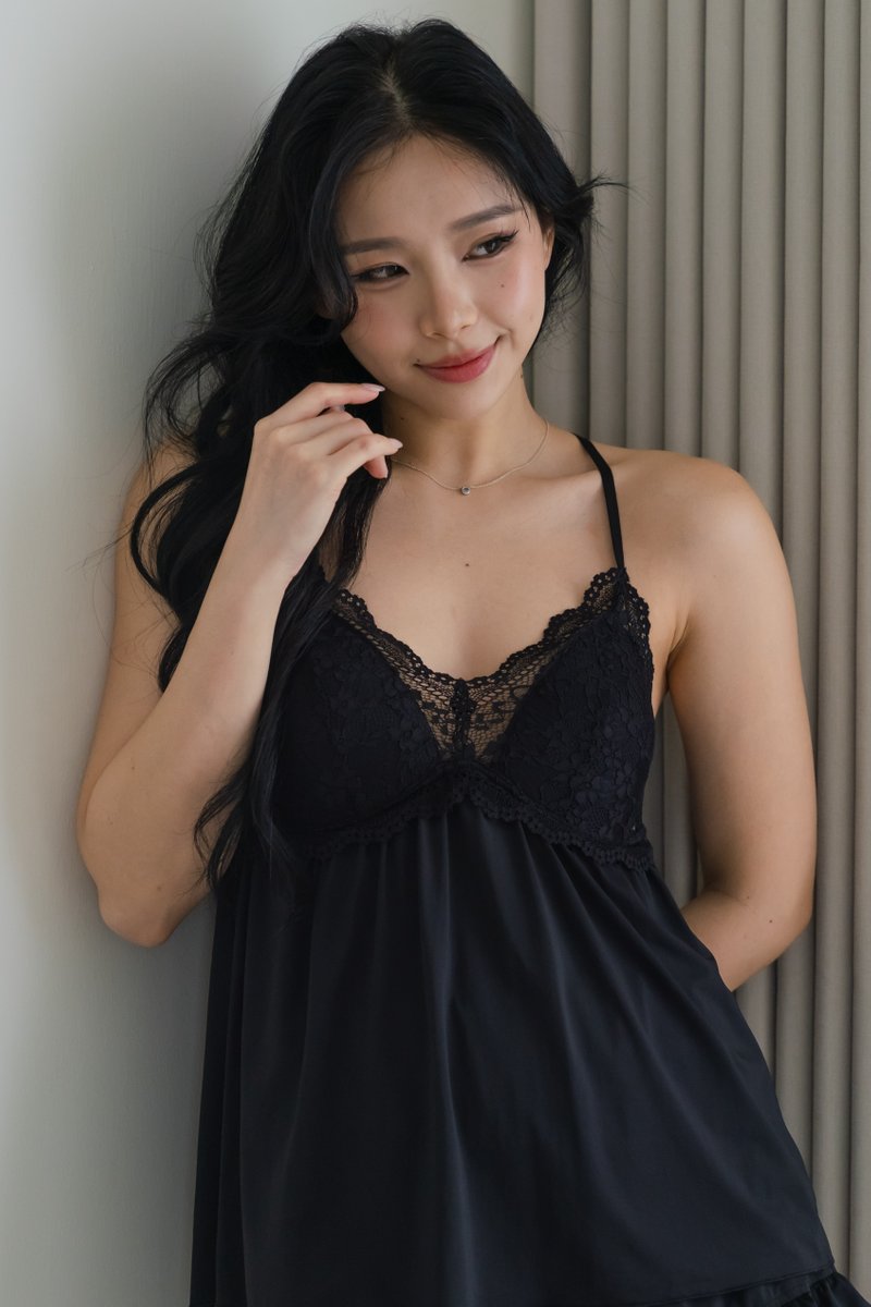ARIA Laced Bustier 2 Pcs Set Sleepwear (Dusk Black) ARIA Laced Bustier 2 Pcs Set Sleepwear (Dusk Black)