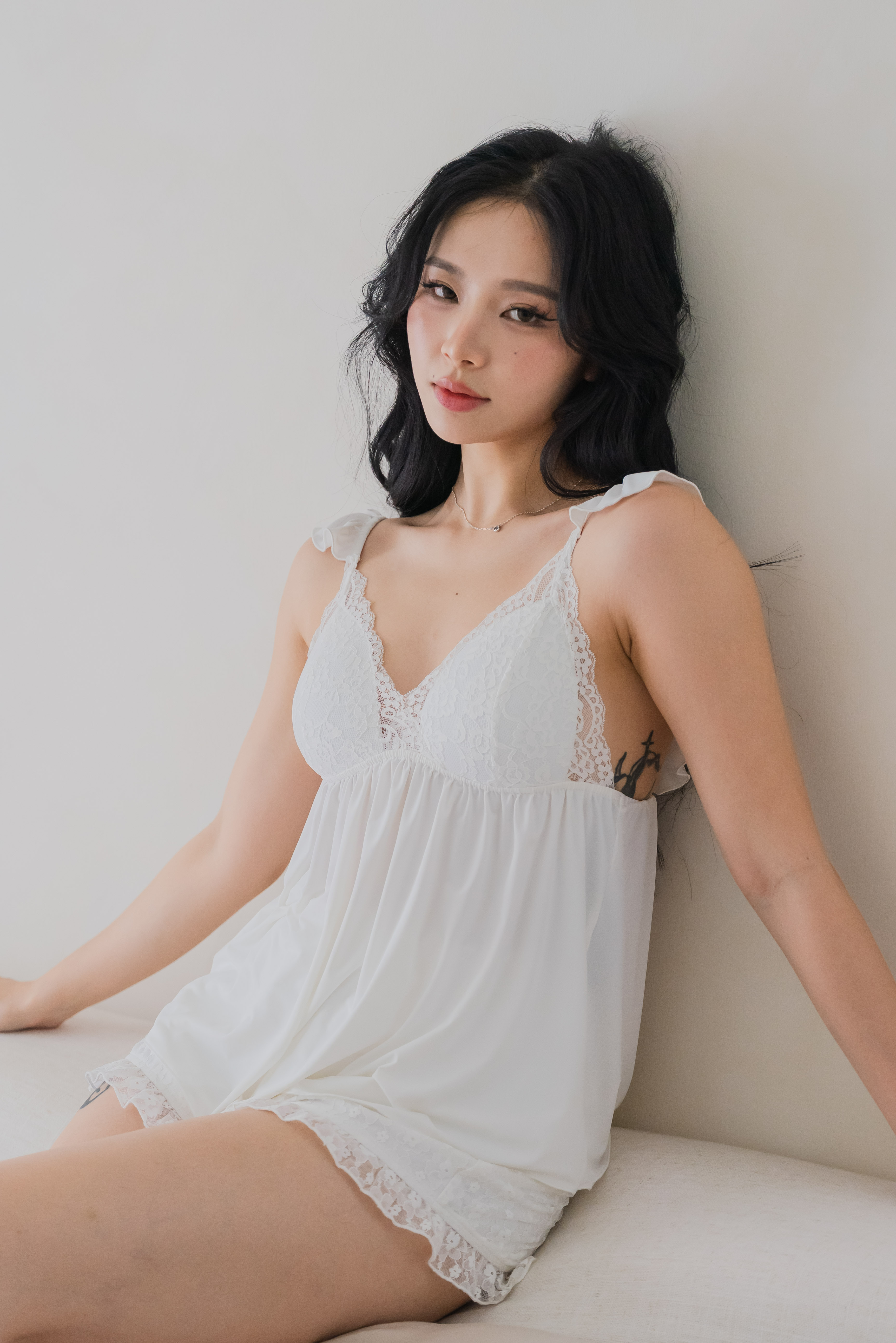 CASSIA Flutter Sleeve 2 Pcs Set Sleepwear (Cloud White)