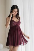 AURORA Laced Bustier Slip Dress (Garnet Red)