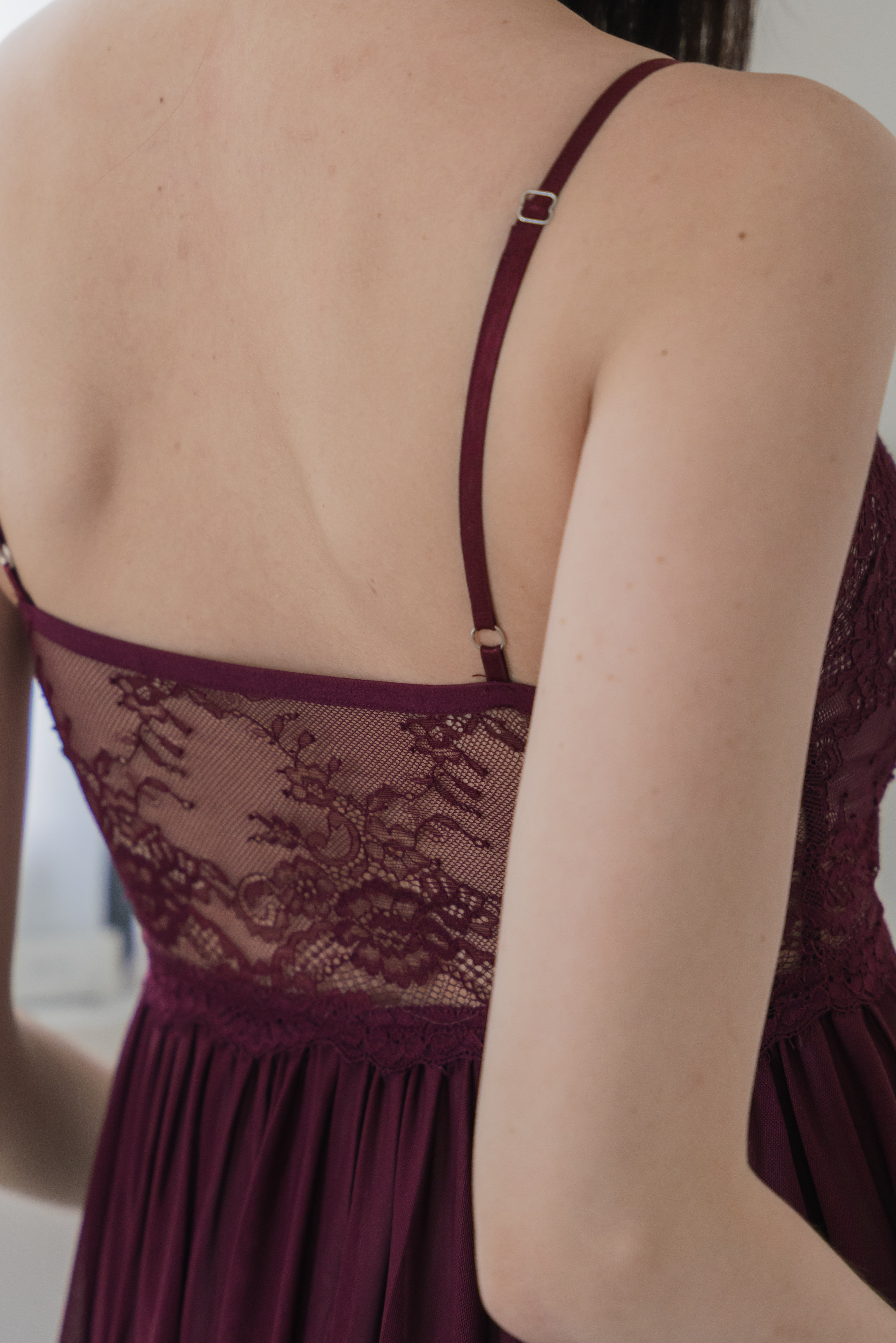 AURORA Laced Bustier Slip Dress (Garnet Red)