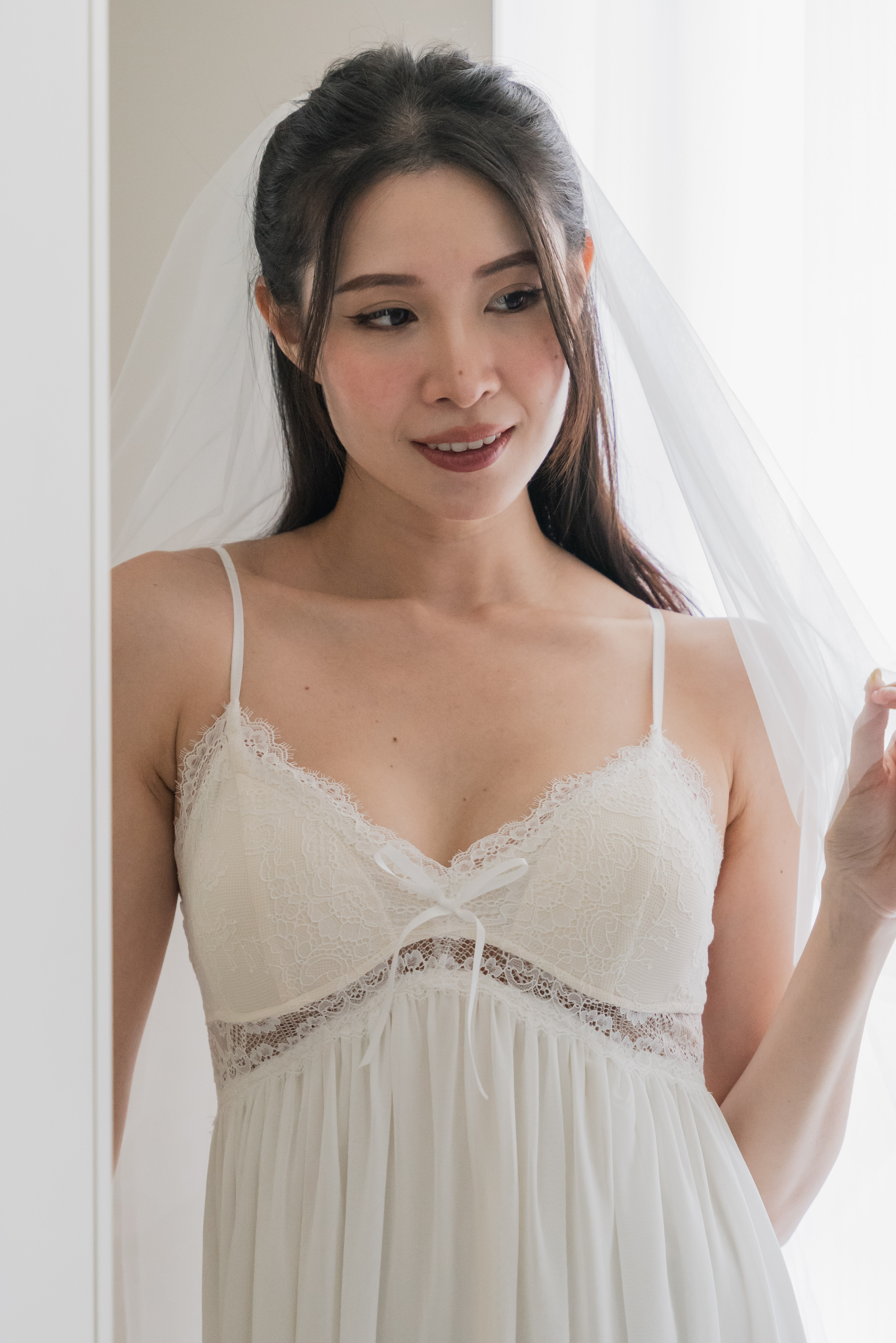 AURORA Laced Bustier Slip Dress (Ivory White)