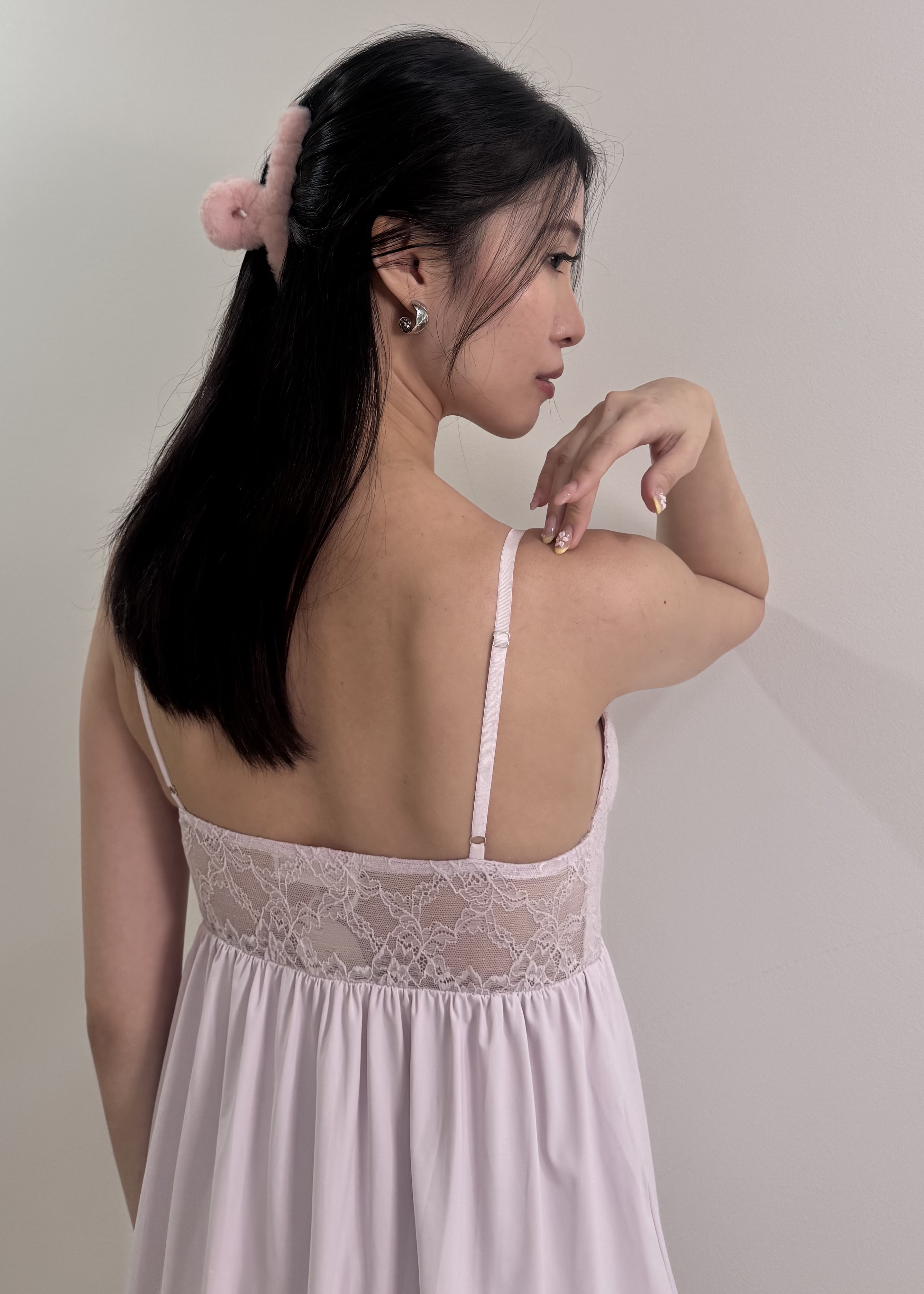 ELISE Laced V Neck 2 Pcs Set (Misty Lilac)