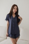 ESME Lace Sleeved 2Pcs Set Sleepwear (Ocean Navy)