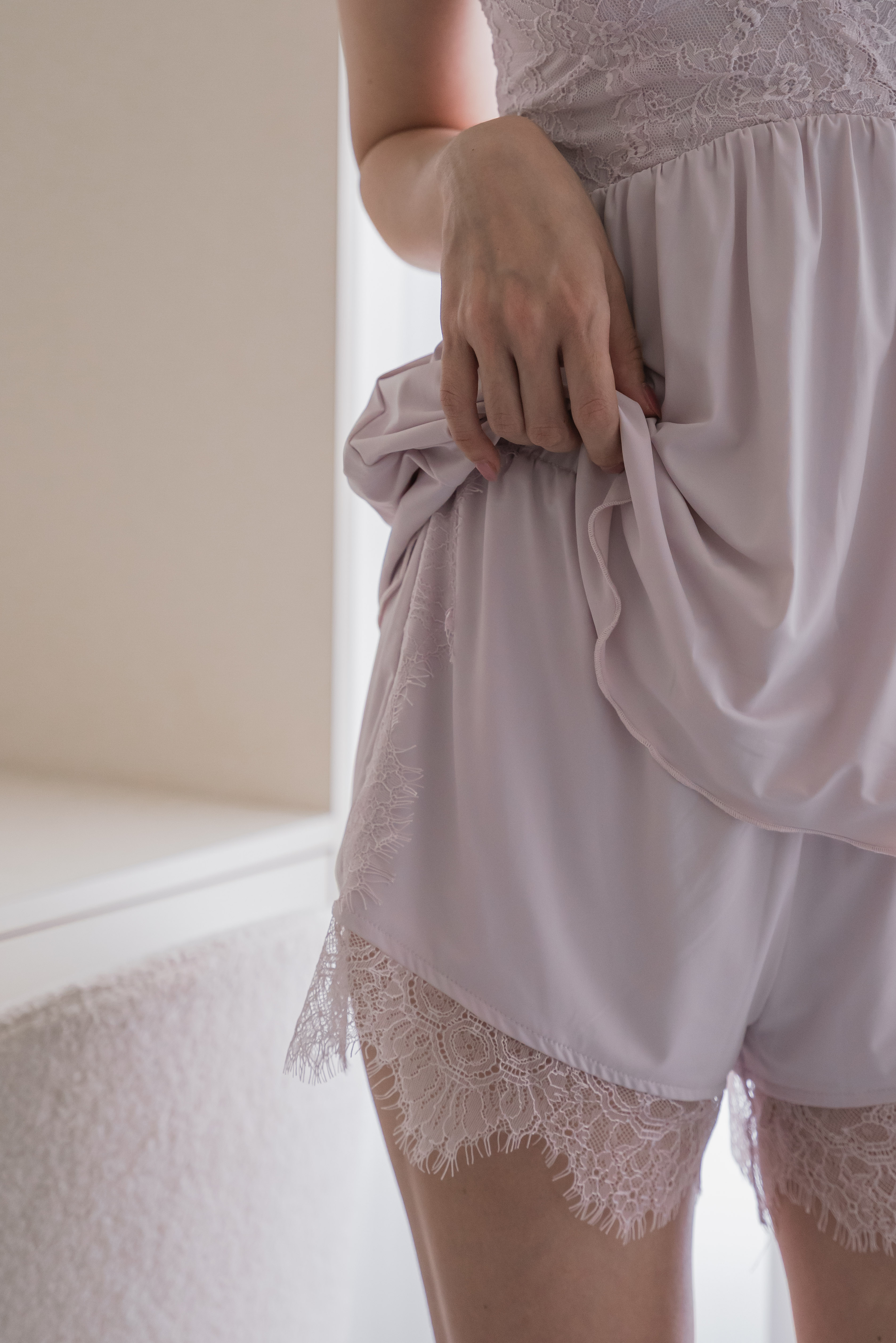 ELISE Laced V Neck 2 Pcs Set (Misty Lilac)