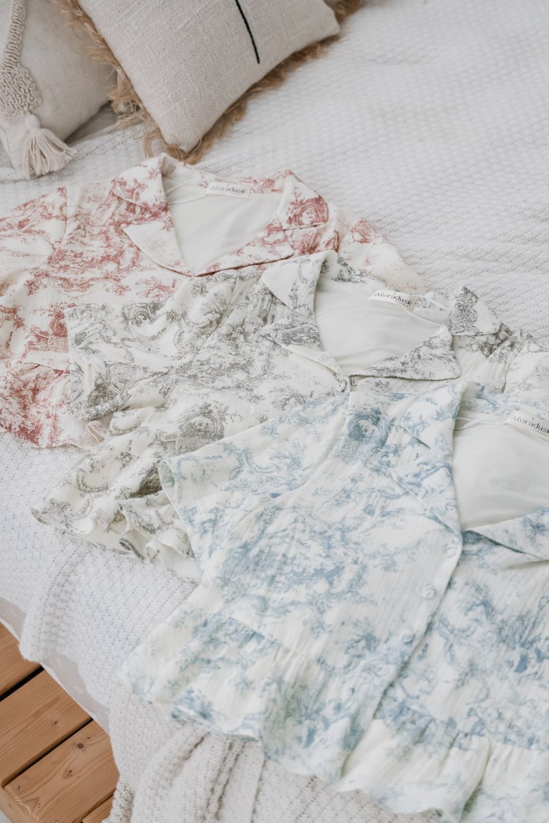 CLAIRE Toile Sleeved 2Pcs Set Sleepwear