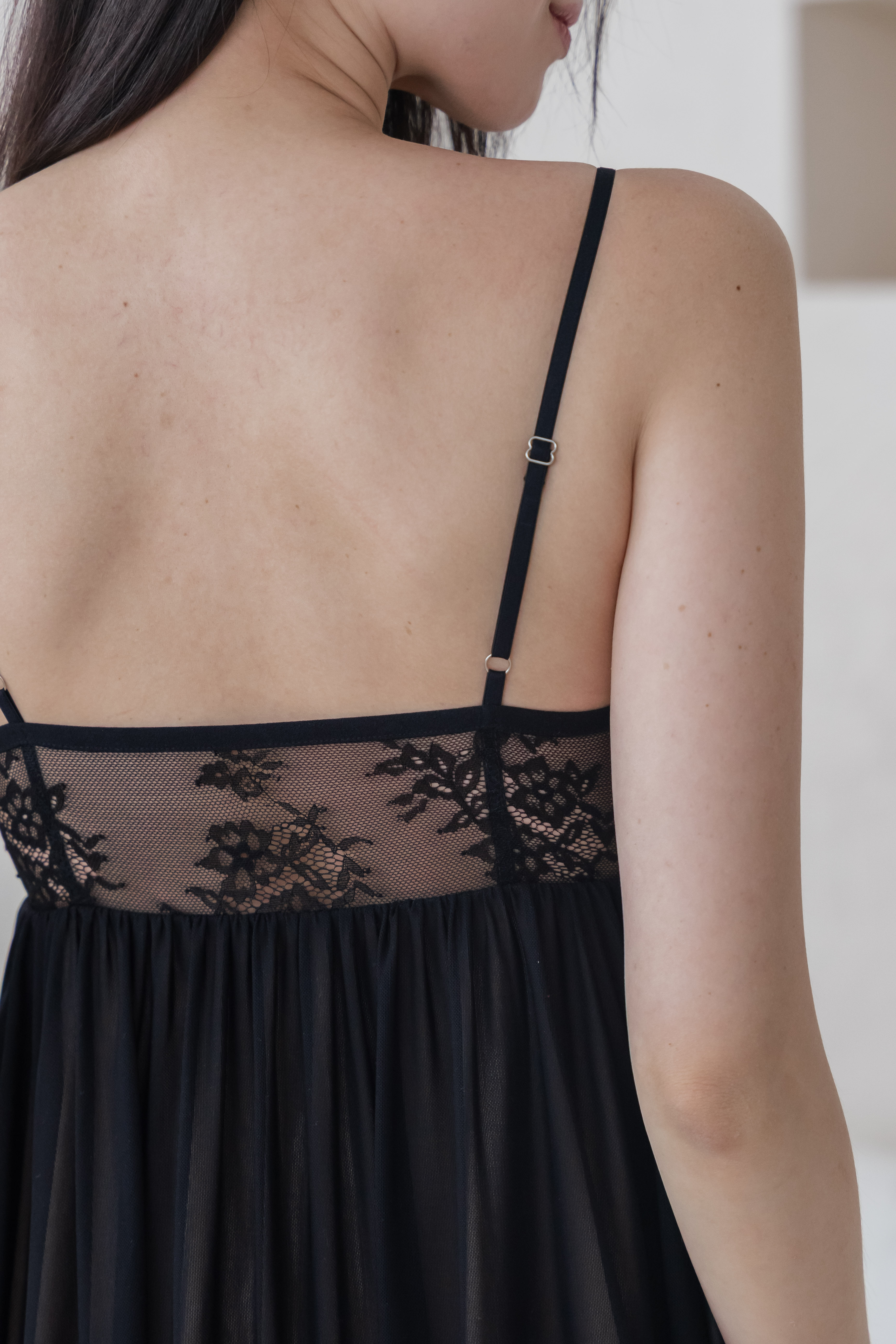 VELDA Mesh Slip Dress (Dusk Black)