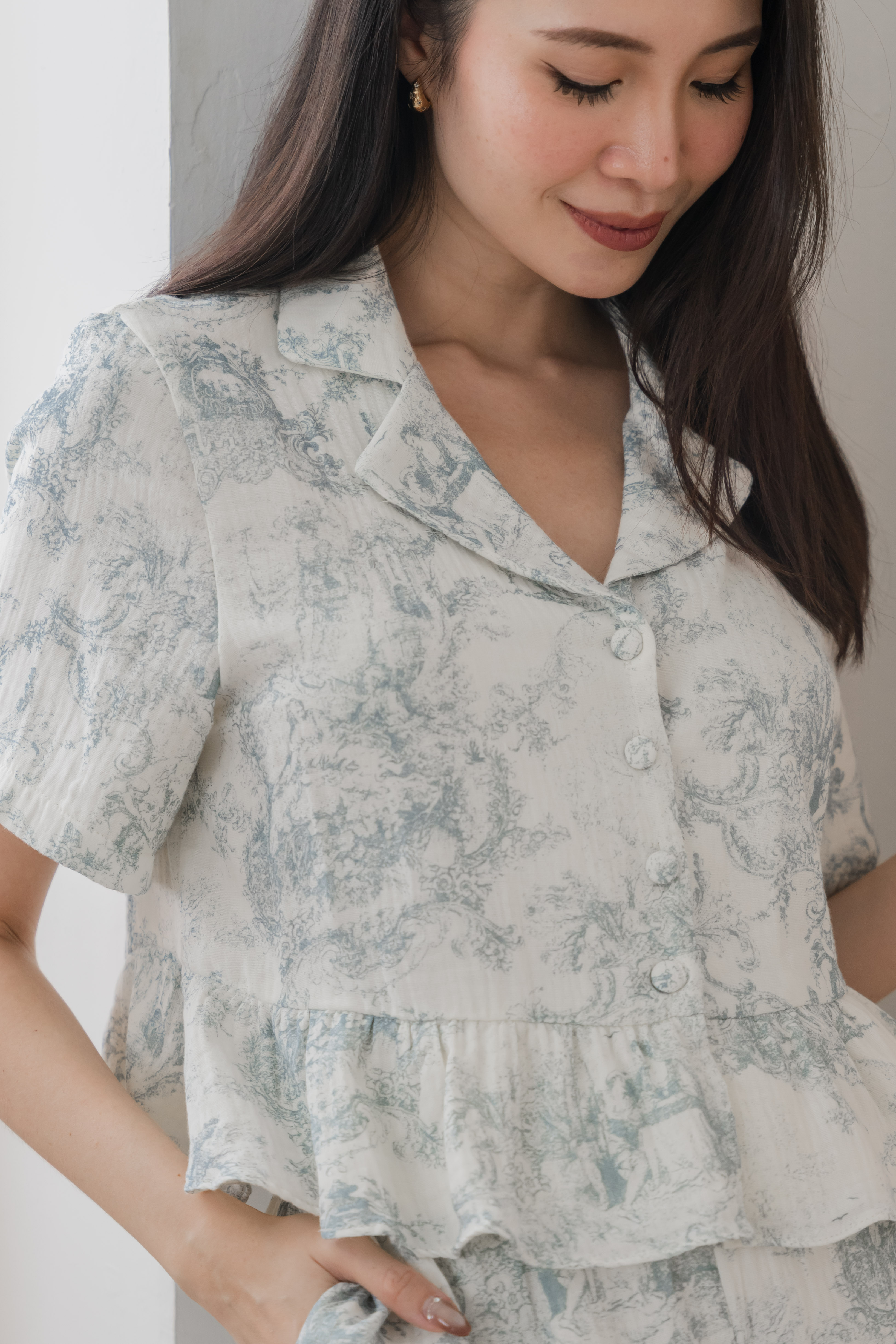 CLAIRE Toile Sleeved 2Pcs Set Sleepwear