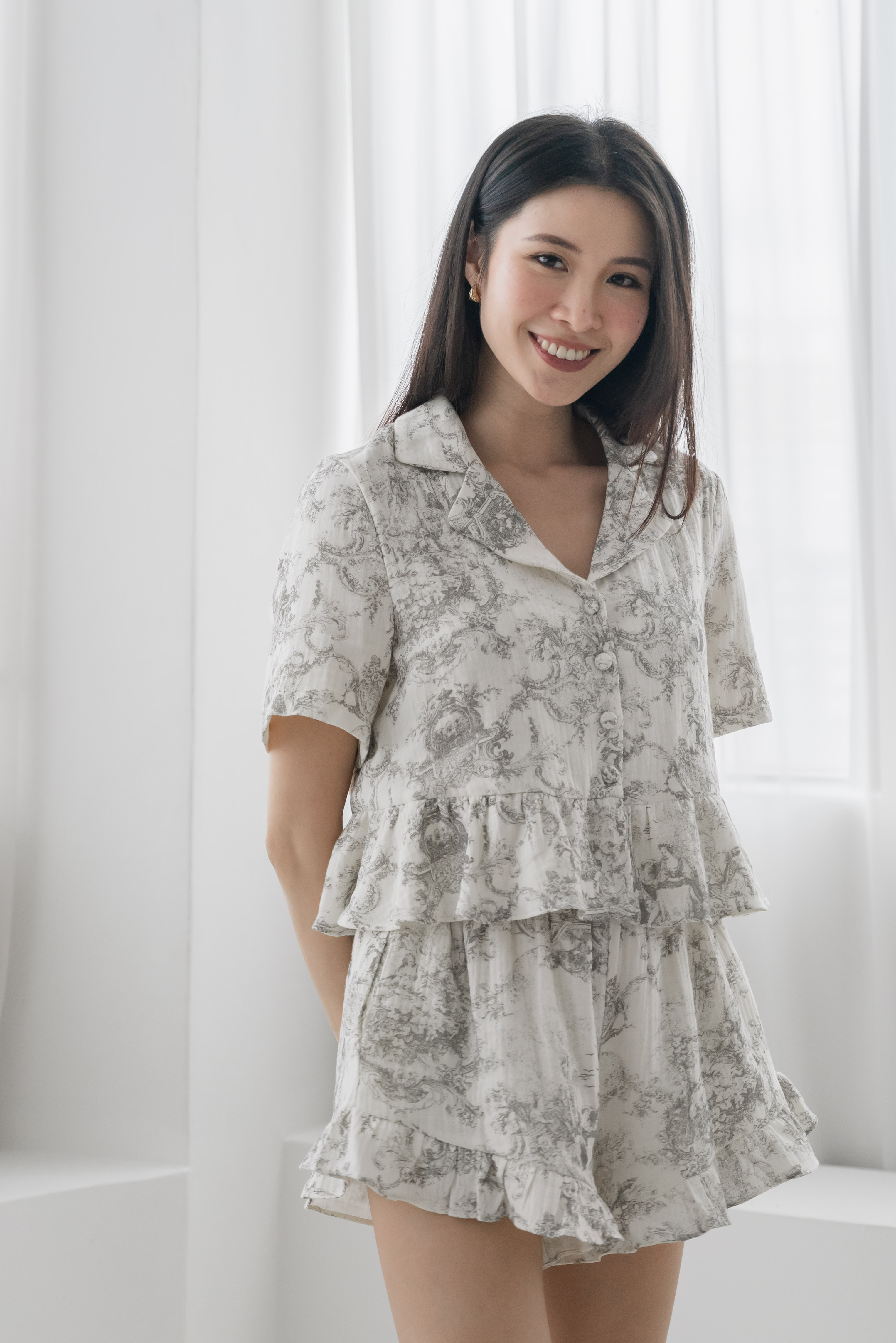 CLAIRE Toile Sleeved 2Pcs Set Sleepwear