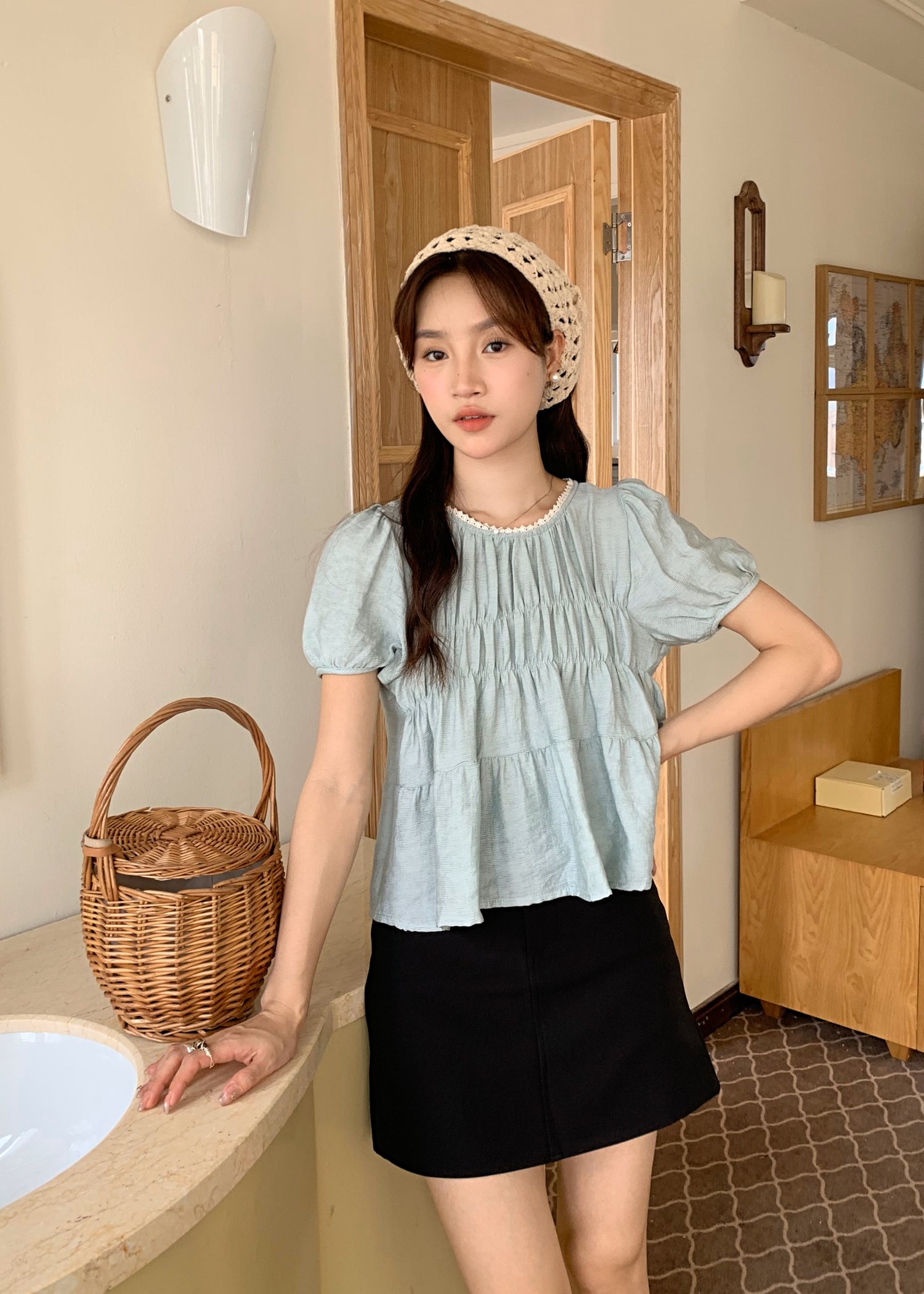 (DEFECT) Everyday Basic Short Skort in Black