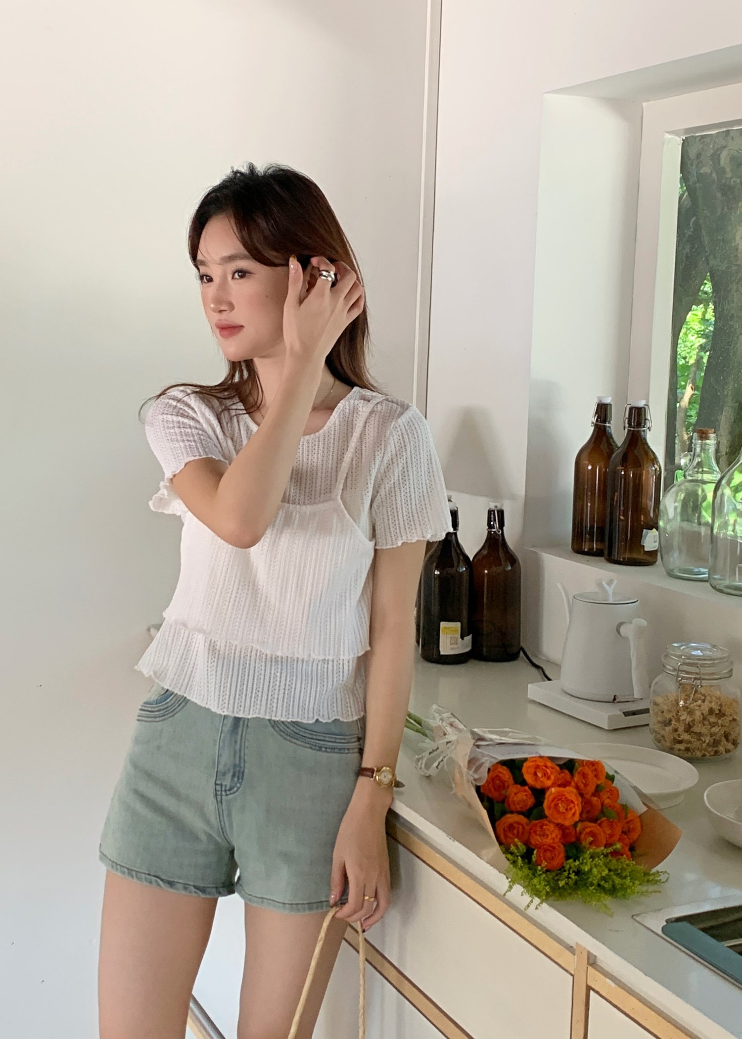 (DEFECT) Jolly Basic Top in Milk White