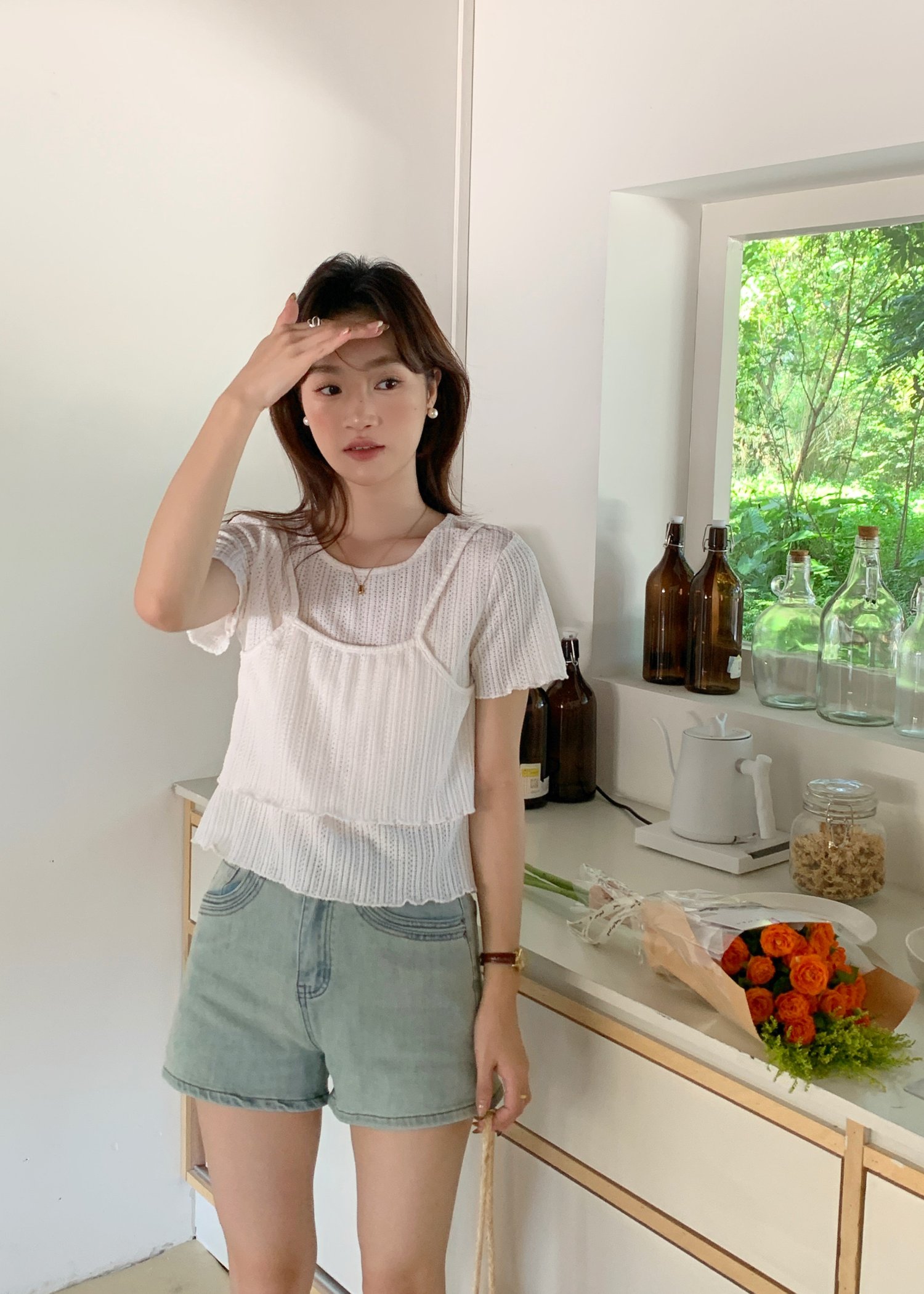 (DEFECT) Jolly Basic Top in Milk White