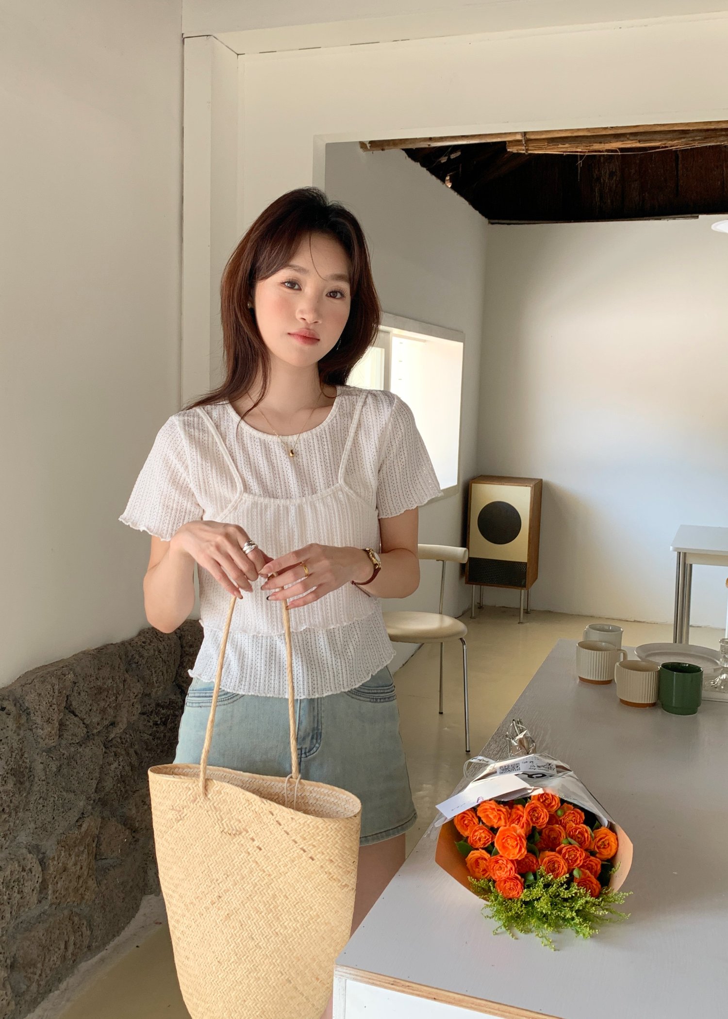 (DEFECT) Jolly Basic Top in Milk White